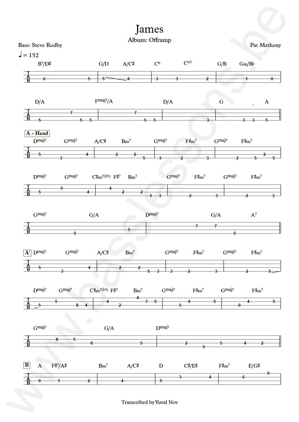 Pat Metheny Group James Steve Rodby Bass Tabs