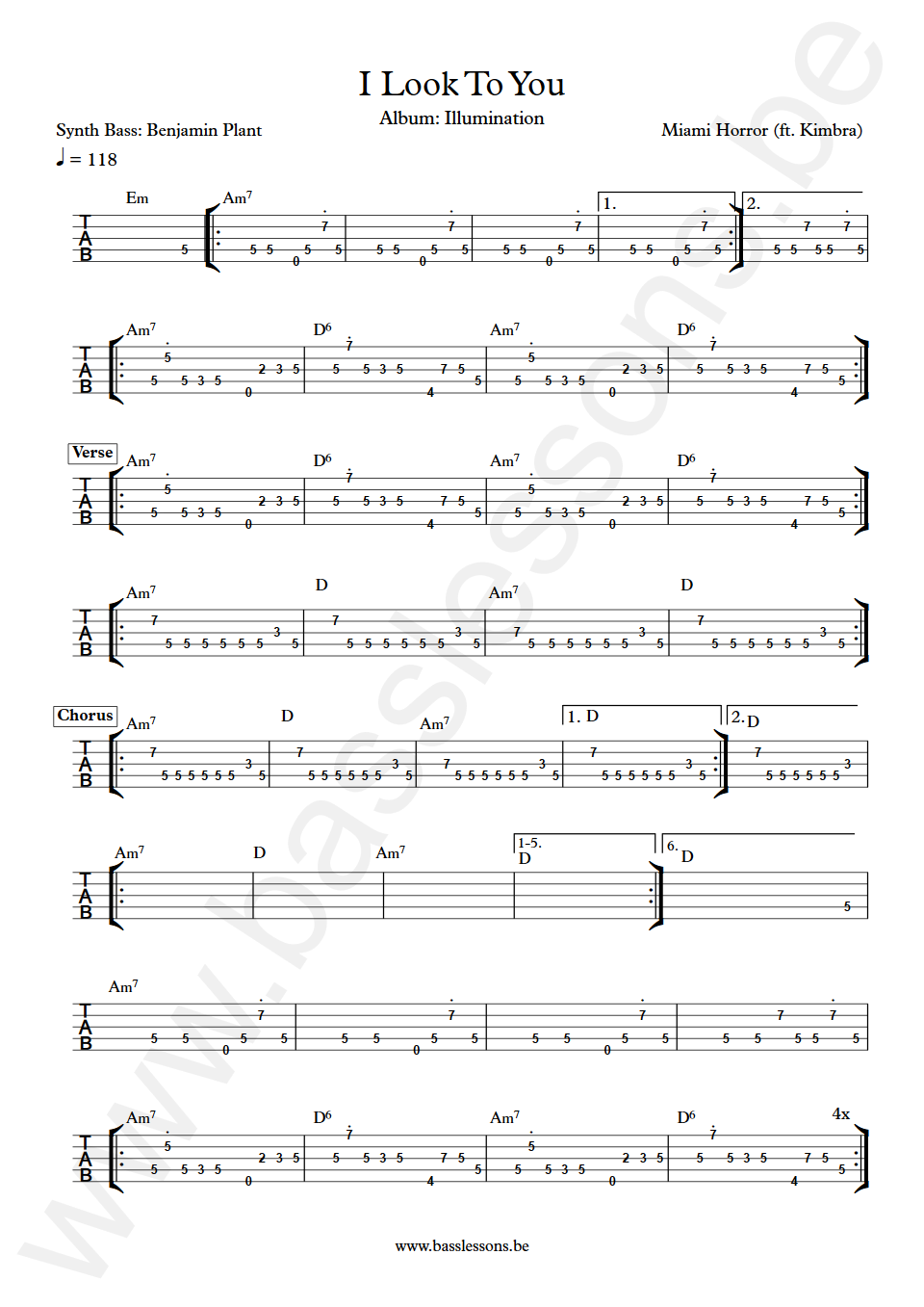 Miami Horror (ft. Kimbra) I Look To You Benjamin Plant Bass Tabs