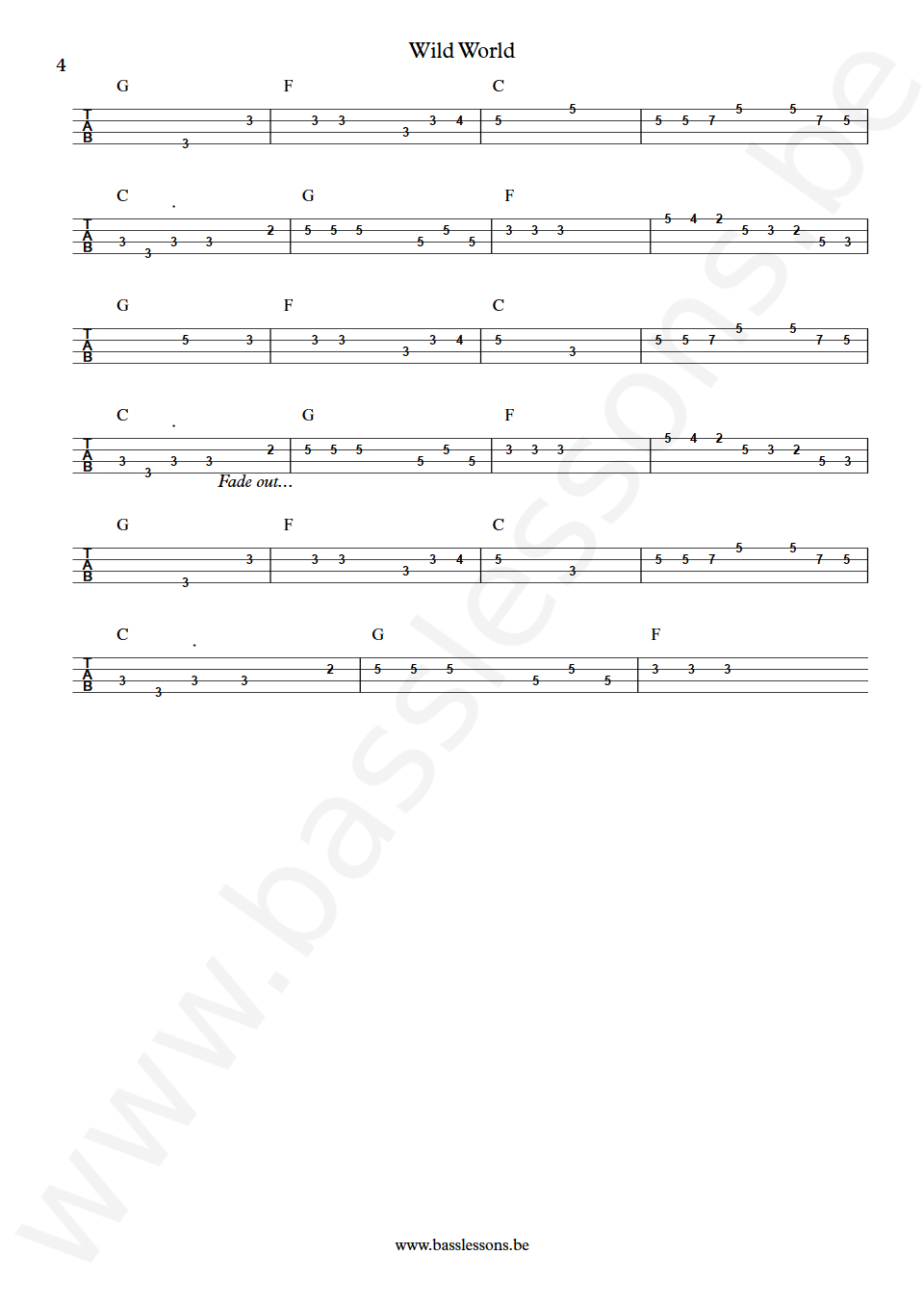 Maxi Priest Wild World Robbie Shakespeare Bass Tabs part 4