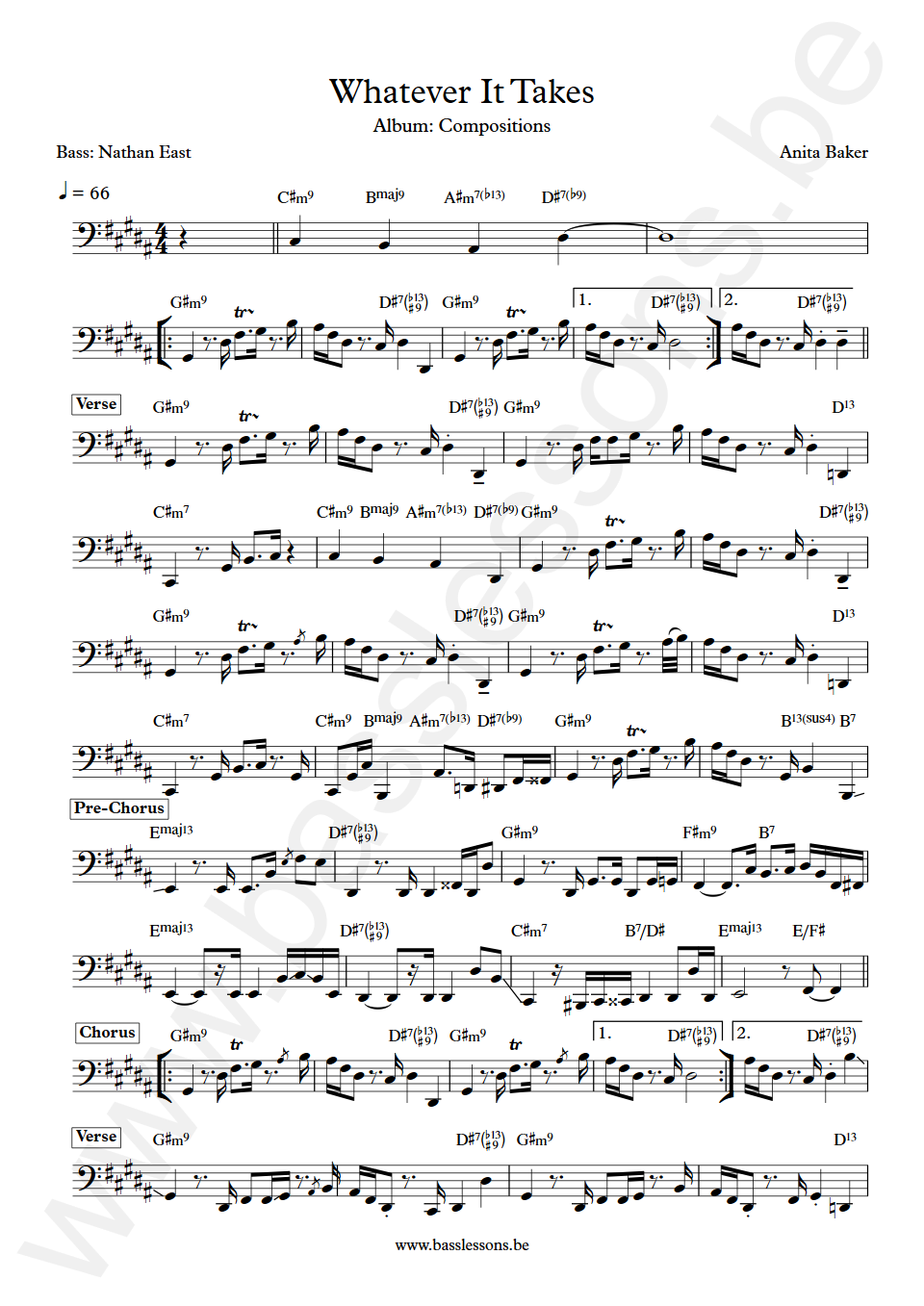 Anita Baker Whatever It Takes Nathan East Bass Transcription