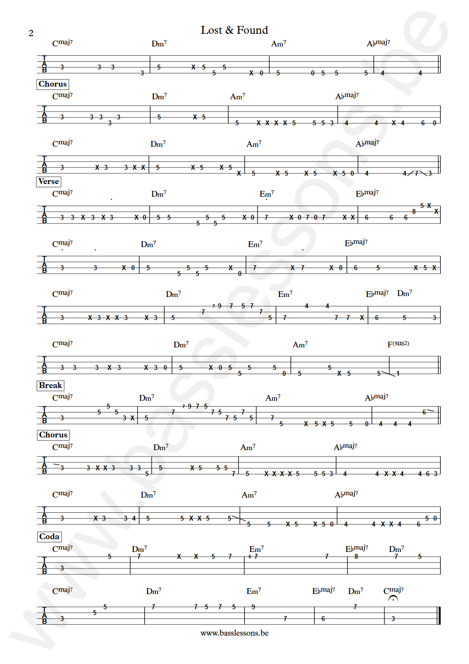 Jorja Smith Lost and Found Charlie Perry Bass Tabs part 2