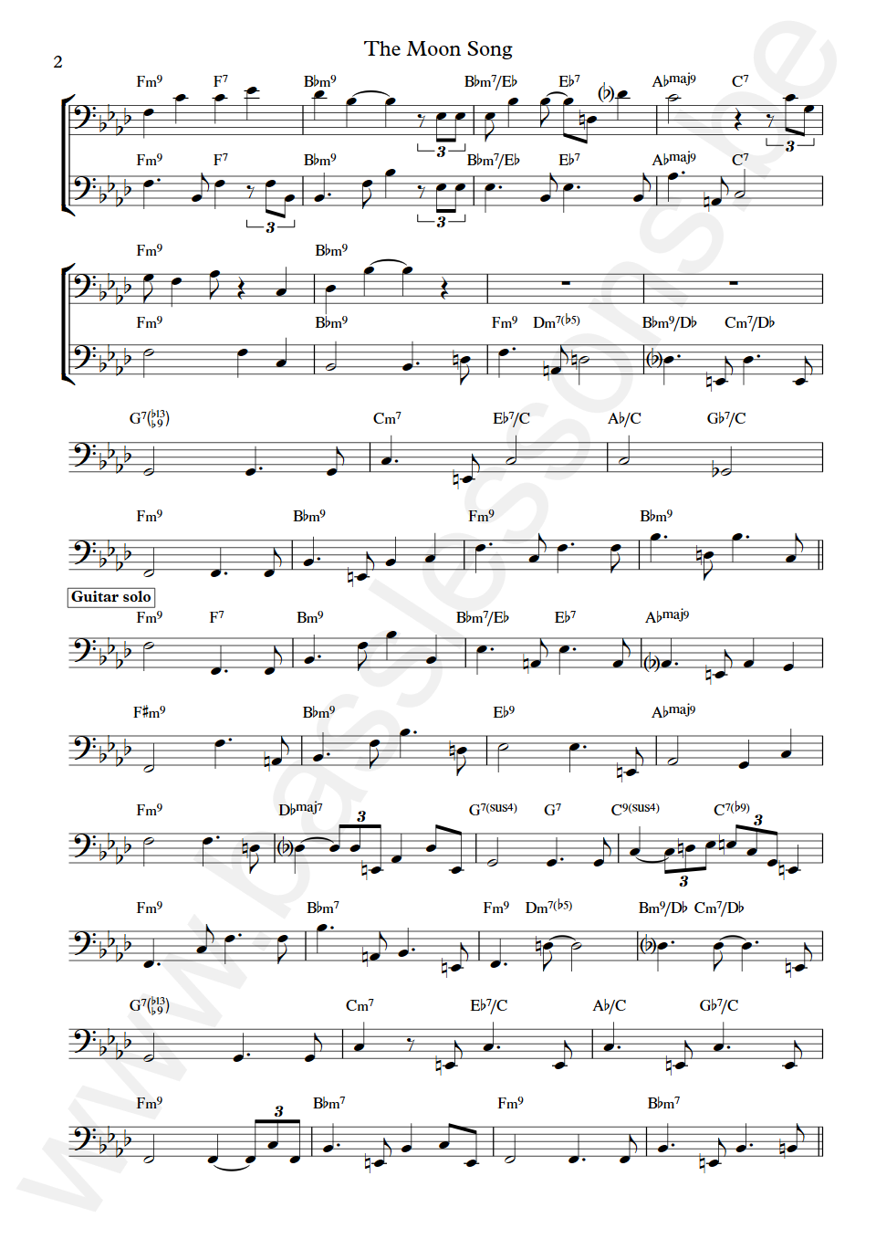 Charlie Haden and Pat Metheny The Moon Song Charlie Haden Bass Transcription part 2