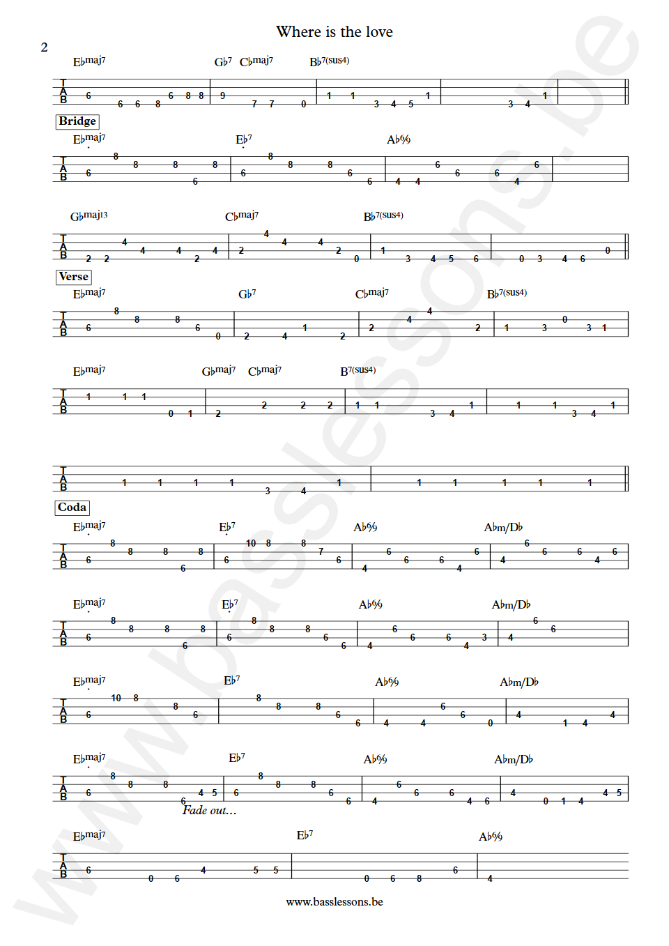 Roberta Flack & Donny Hathaway Where is the love Bass Tabs part 2