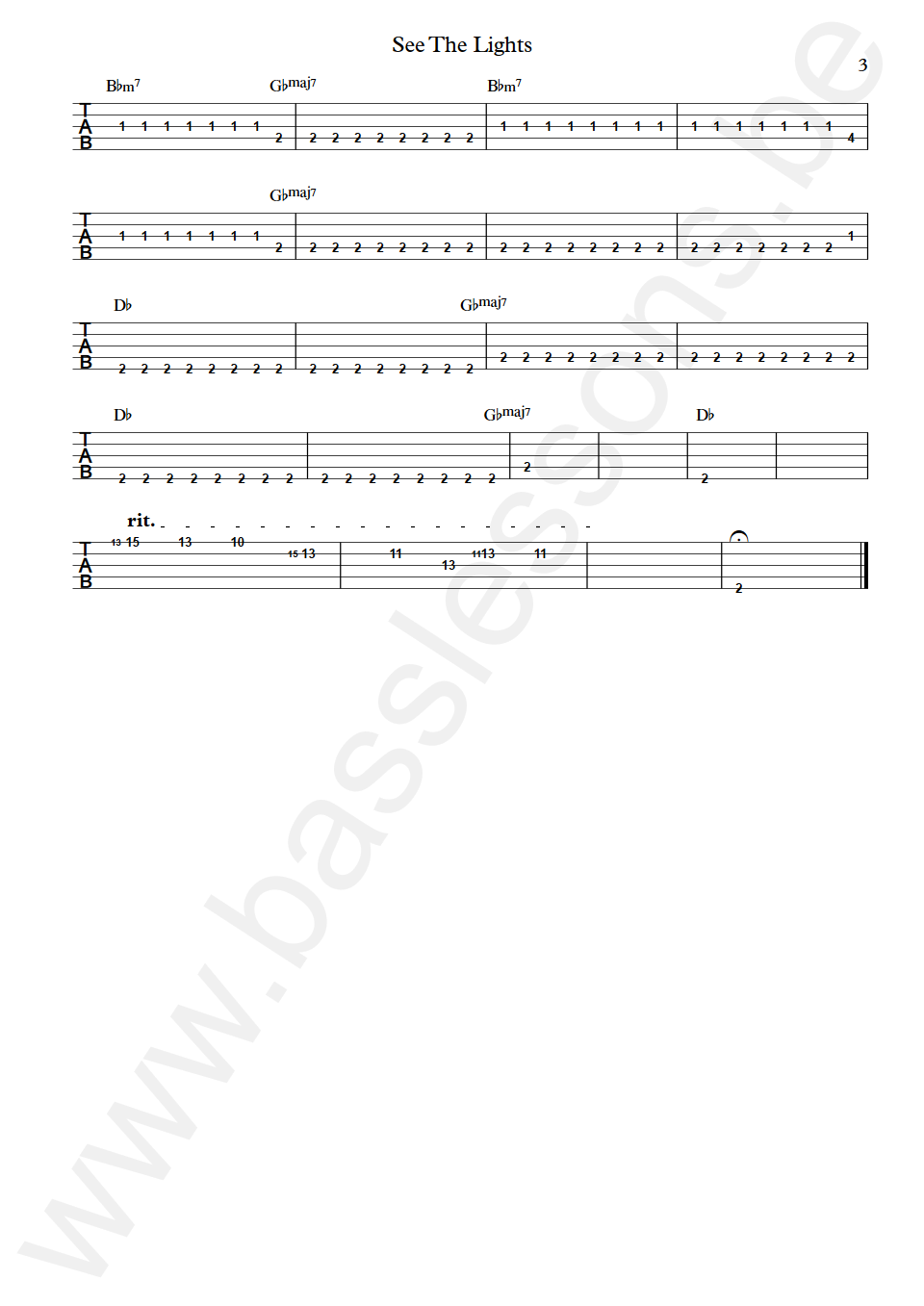 Simple Minds See The Lights Malcolm Foster Bass Tabs part 3