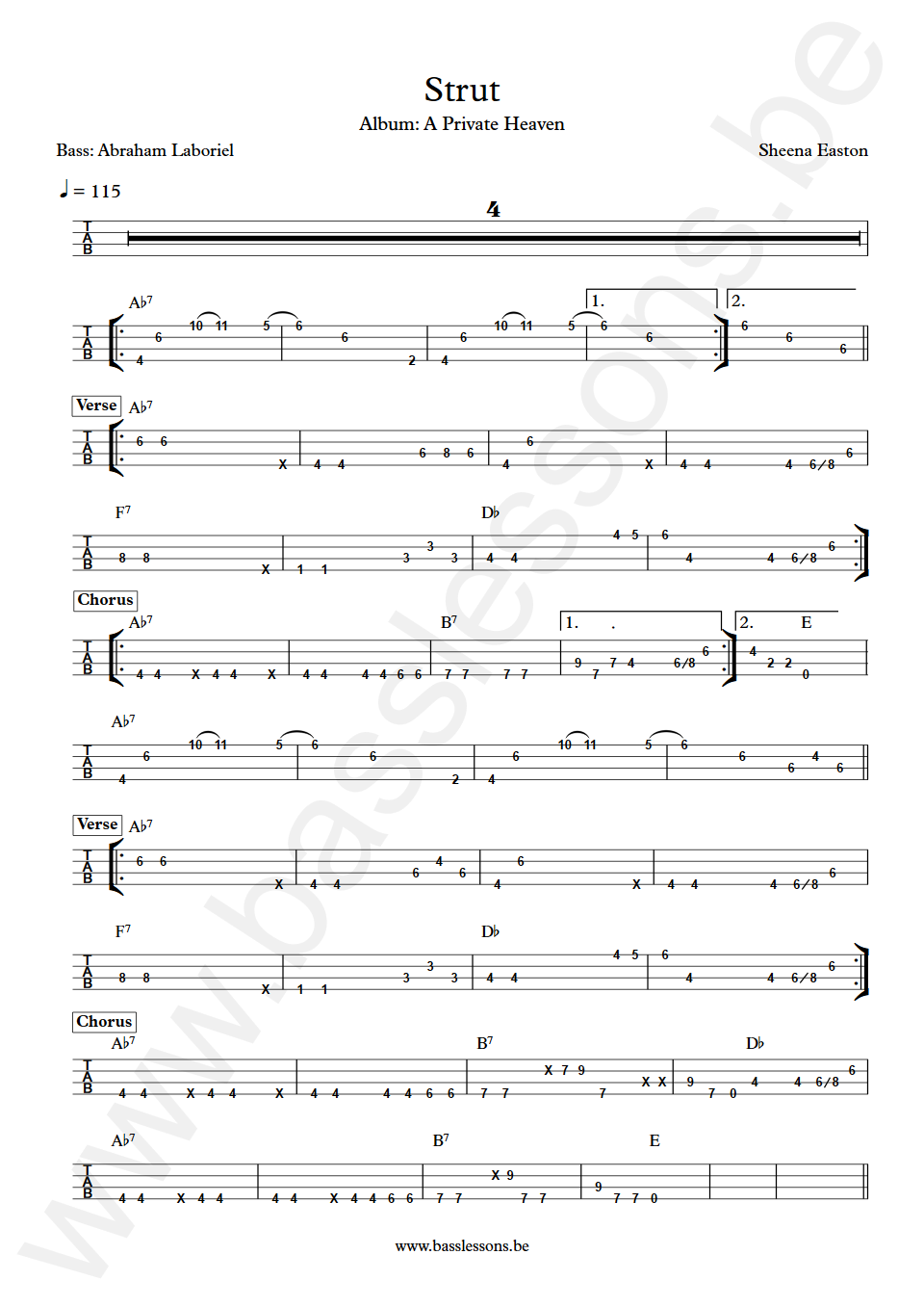 Sheena Easton Strut Abraham Laboriel Bass Tabs