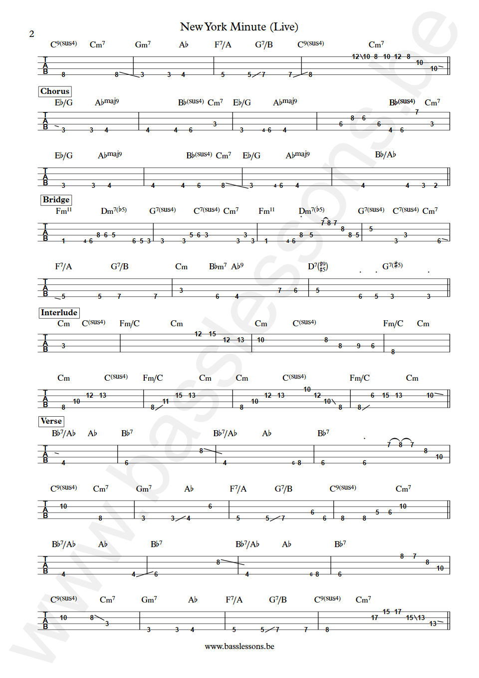 Don Henley New York Minute (Live) Pino Palladino Bass Tabs part 2