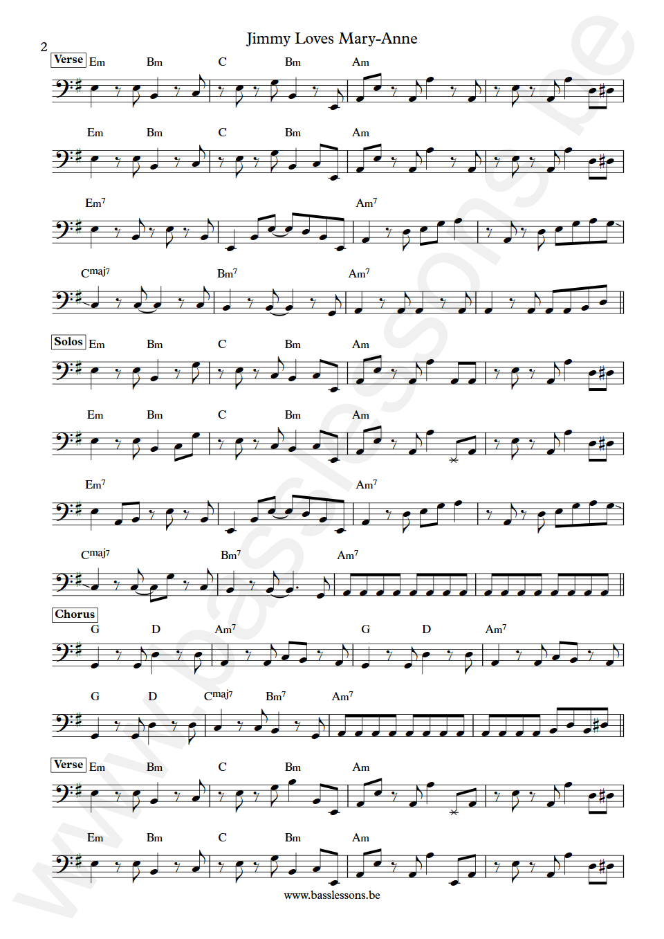 Looking Glass Jimmy Loves Mary-Anne Pieter Sweval Bass Transcription part 2