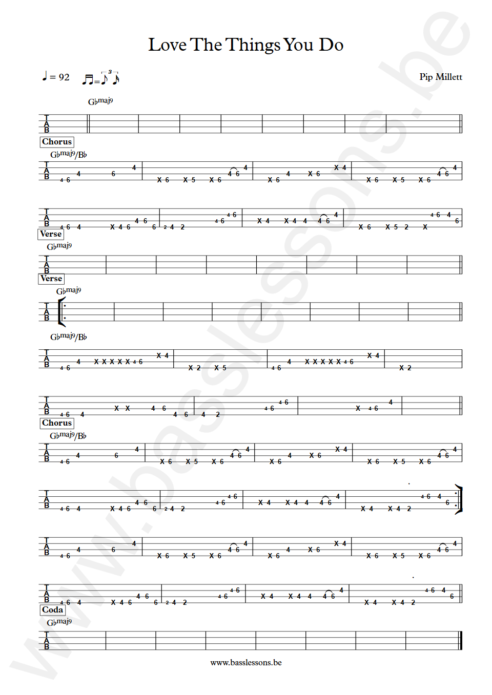Pip Millett Love The Things You Do Bass Tabs