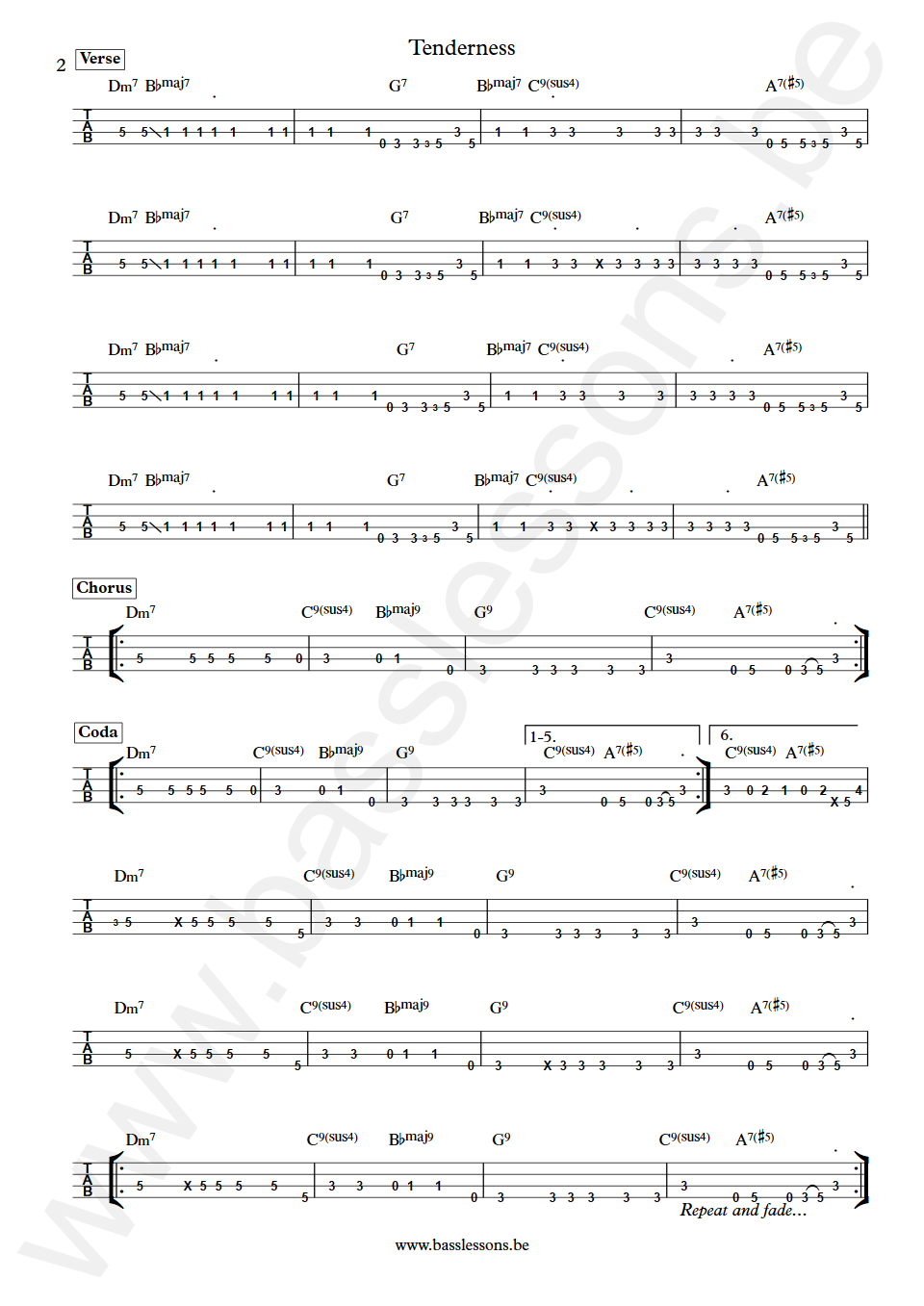 Diana Ross Tenderness Bernard Edwards Bass Tabs part 2