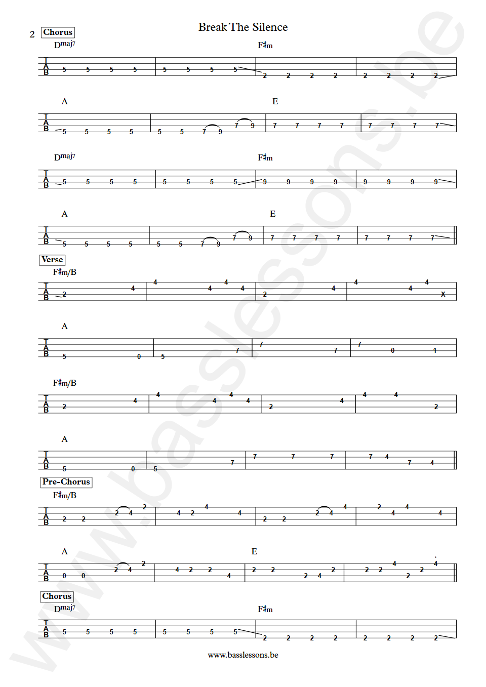 Palace Break The Silence Will Dorey Bass Tabs part 2