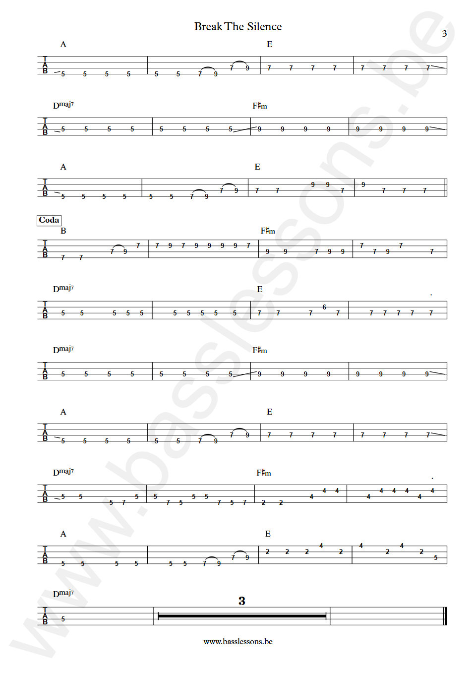 Palace Break The Silence Will Dorey Bass Tabs part 3