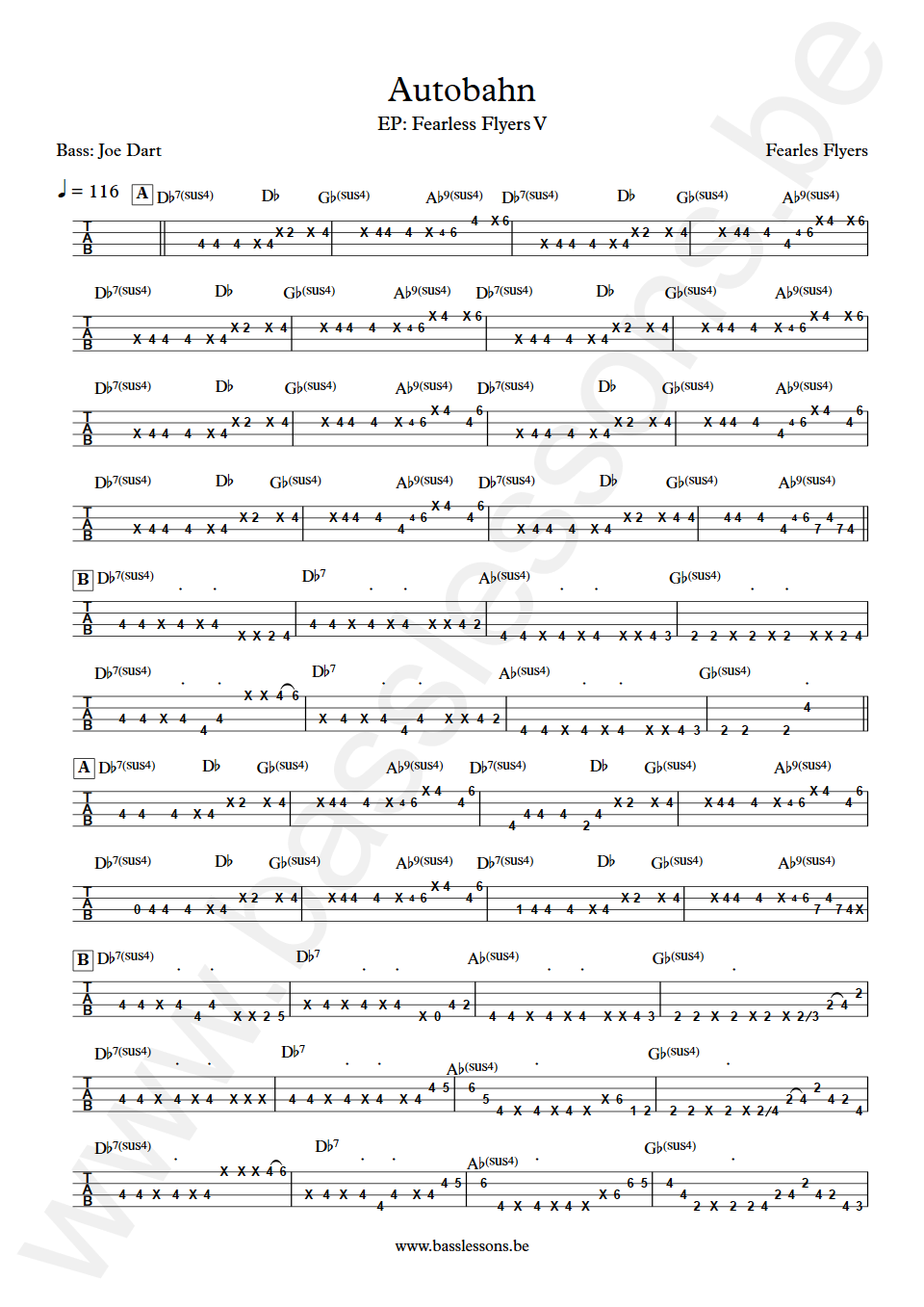 Fearles Flyers Autobahn Joe Dart Bass Tabs