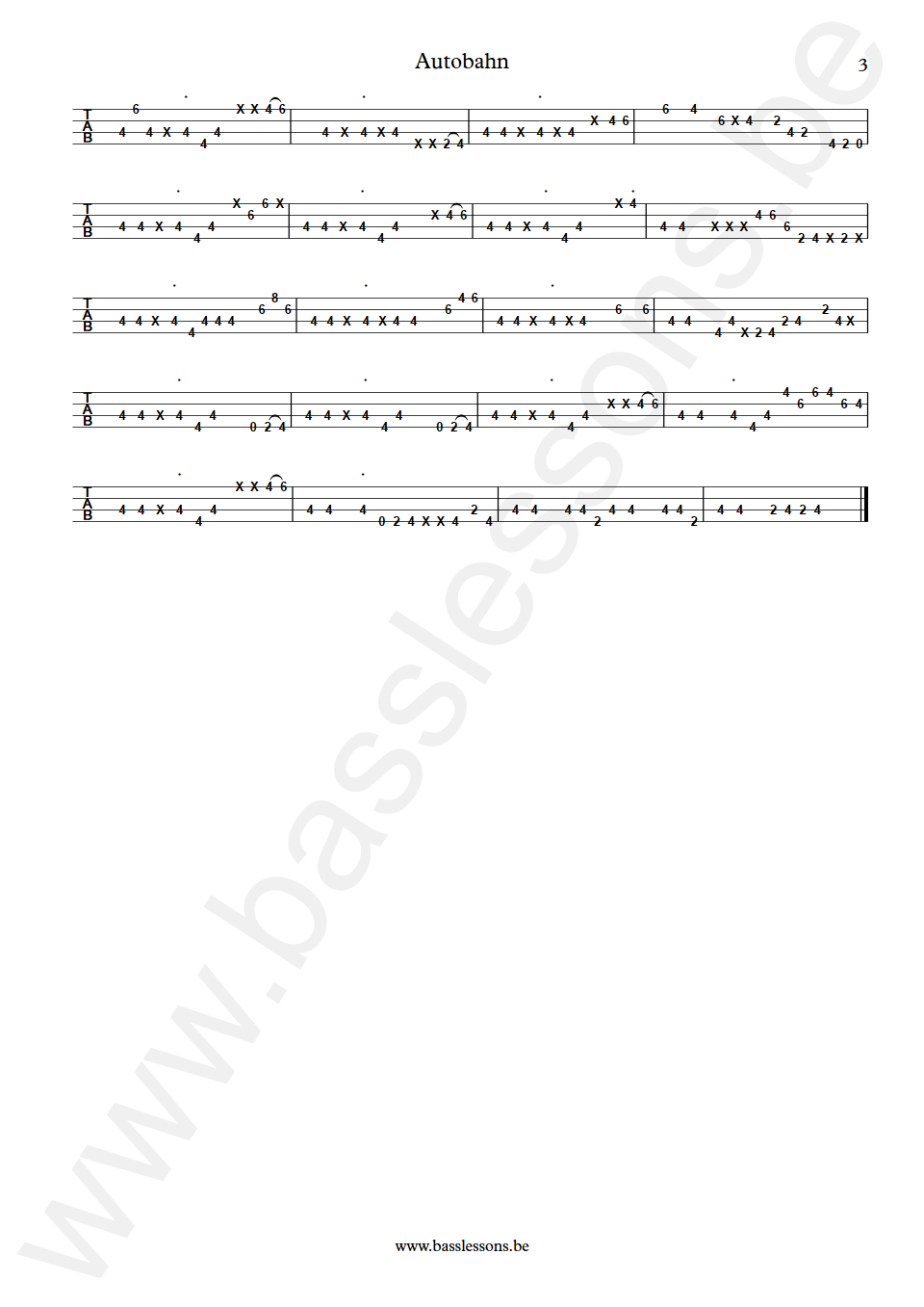 Fearles Flyers Autobahn Joe Dart Bass Tabs part 3