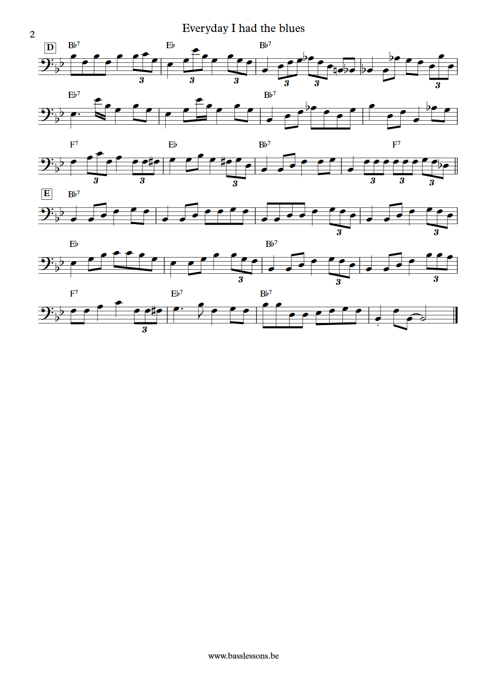 Champion Jack Dupree Everyday I Had The Blues Mogens Seidelin Bass Transcription part 2