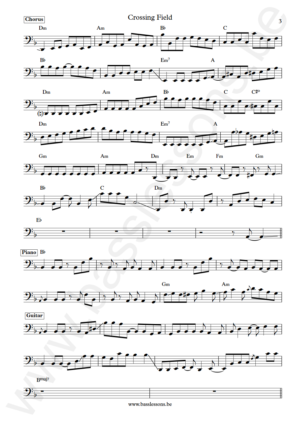 LiSA Crossing Field Yuichi Takama Bass Transcription part 3