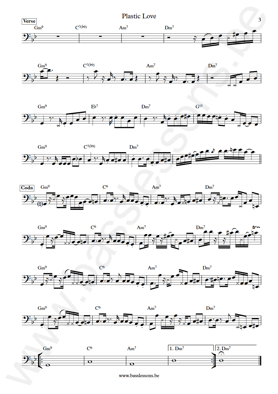 Friday Night Plans Plastic Love Tomoya Tamaru Bass Transcription part 3