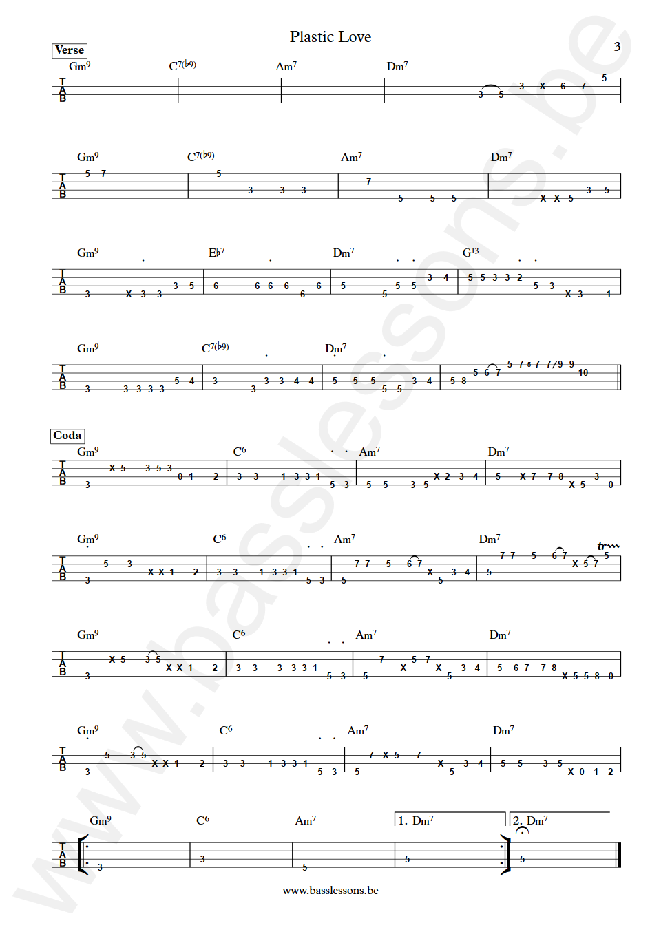 Friday Night Plans Plastic Love Tomoya Tamaru Bass Tabs part 3