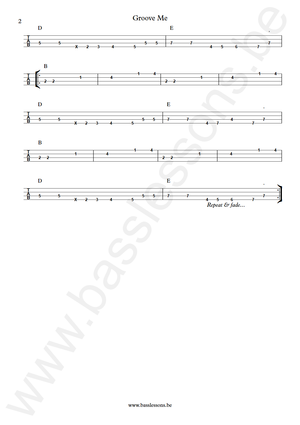 King Floyd Groove Me Vernie Robbins Bass Tabs part 2