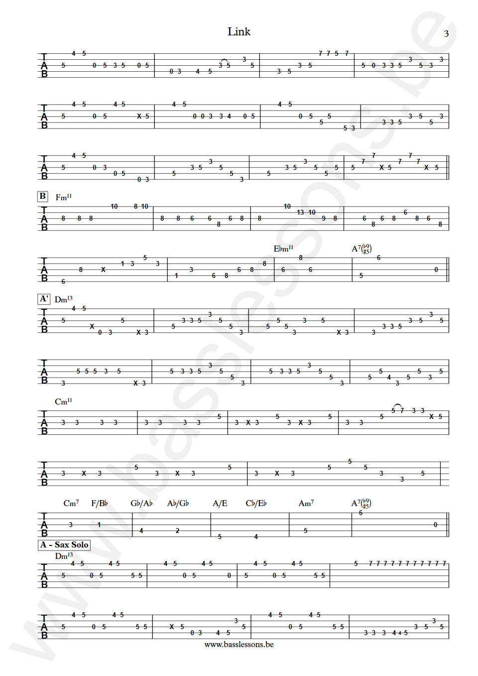 Mike stern Link Lincoln Goines Bass Transcription Tabs part 3