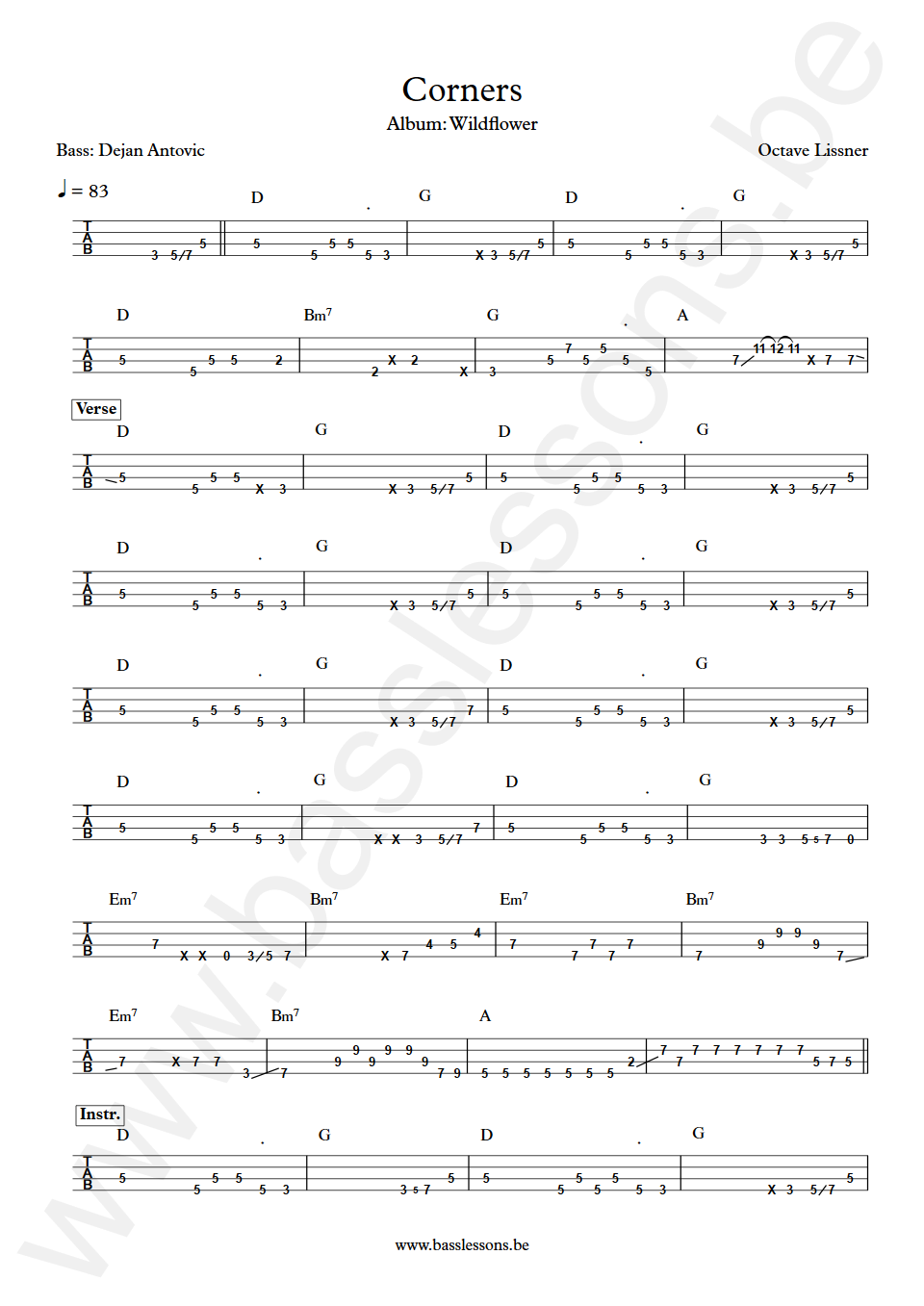 Octave Lissner Corners Dejan Antovic Bass Tabs