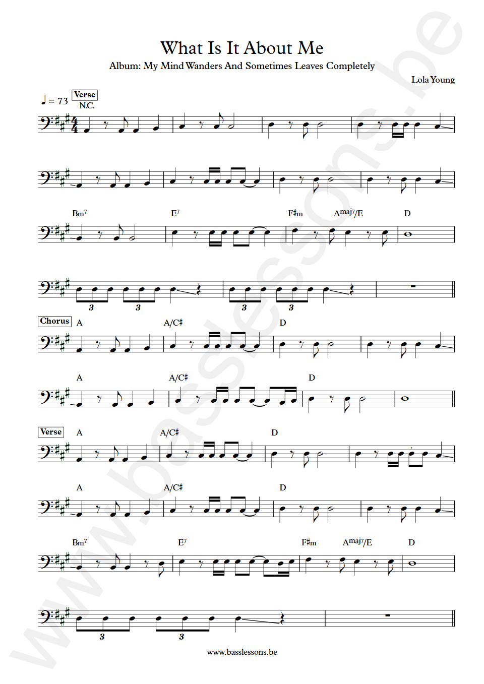 Lola Young What Is It About Me Bass Transcription