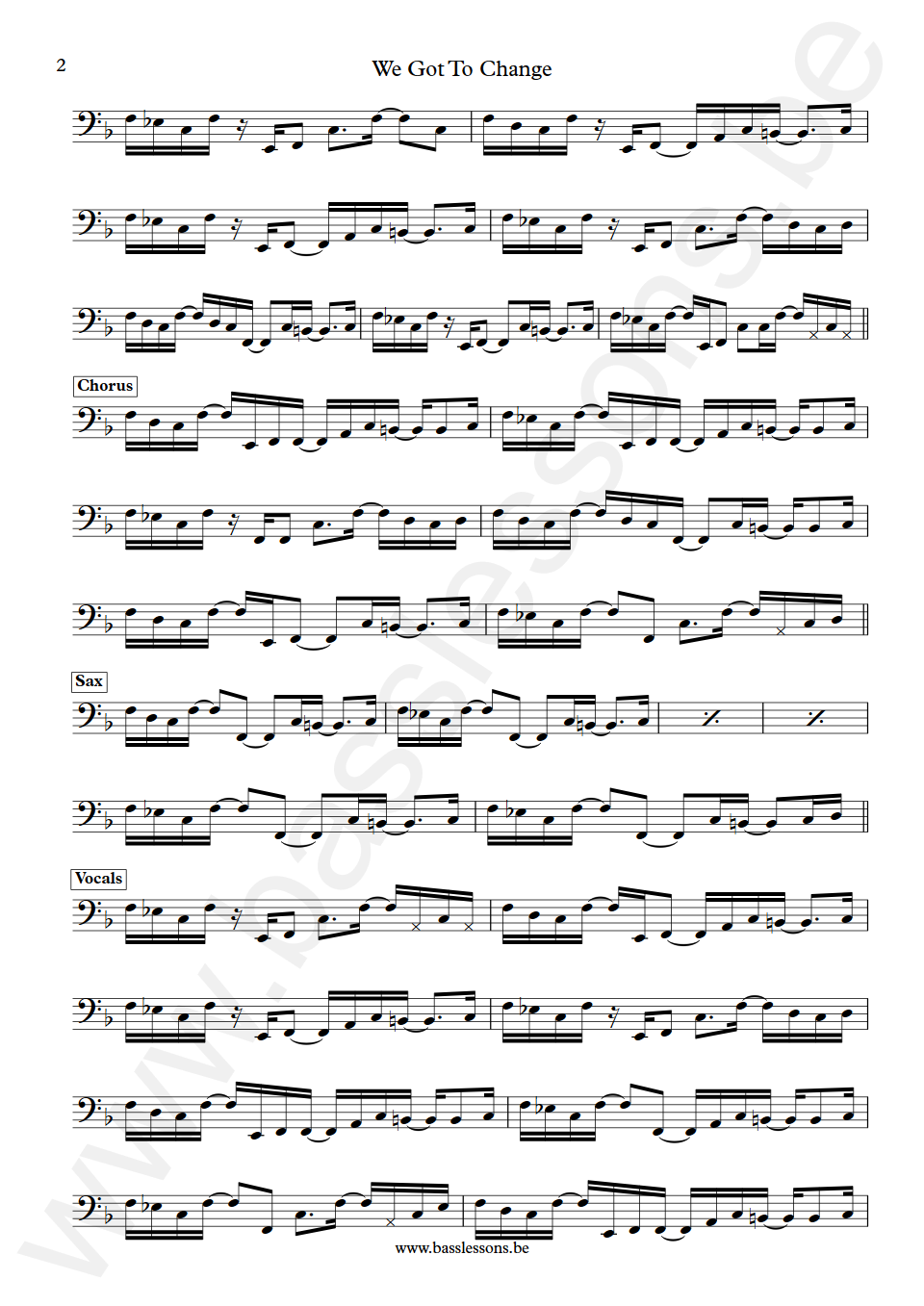 James Brown We Got To Change Bootsy Collins Bass Transcription part 2