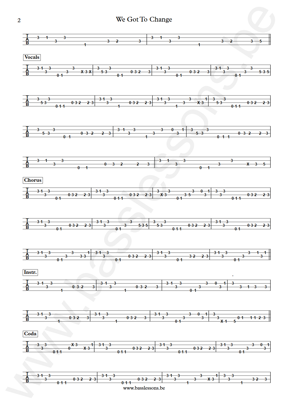James Brown We Got To Change Bootsy Collins Bass Tabs part 2