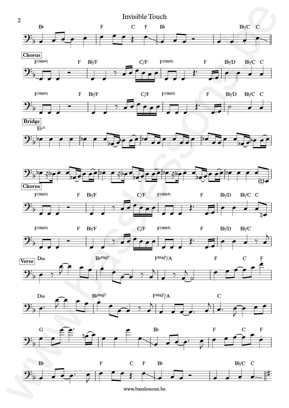 Genesis  Invisible Touch Mike Rutherford Bass Transcription part 2