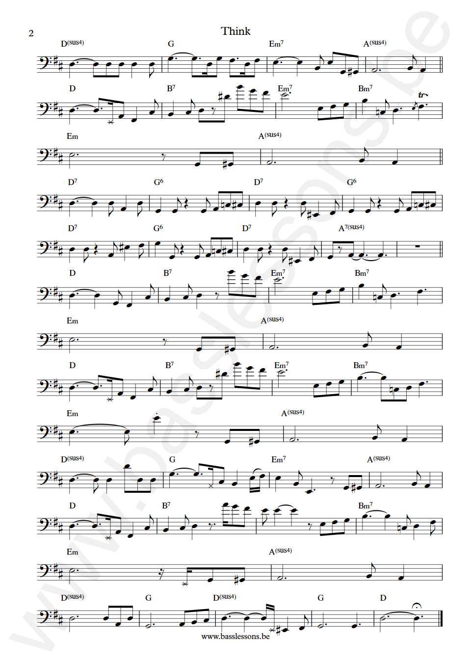 Curtis Mayfield Think  Bass Transcription part 2