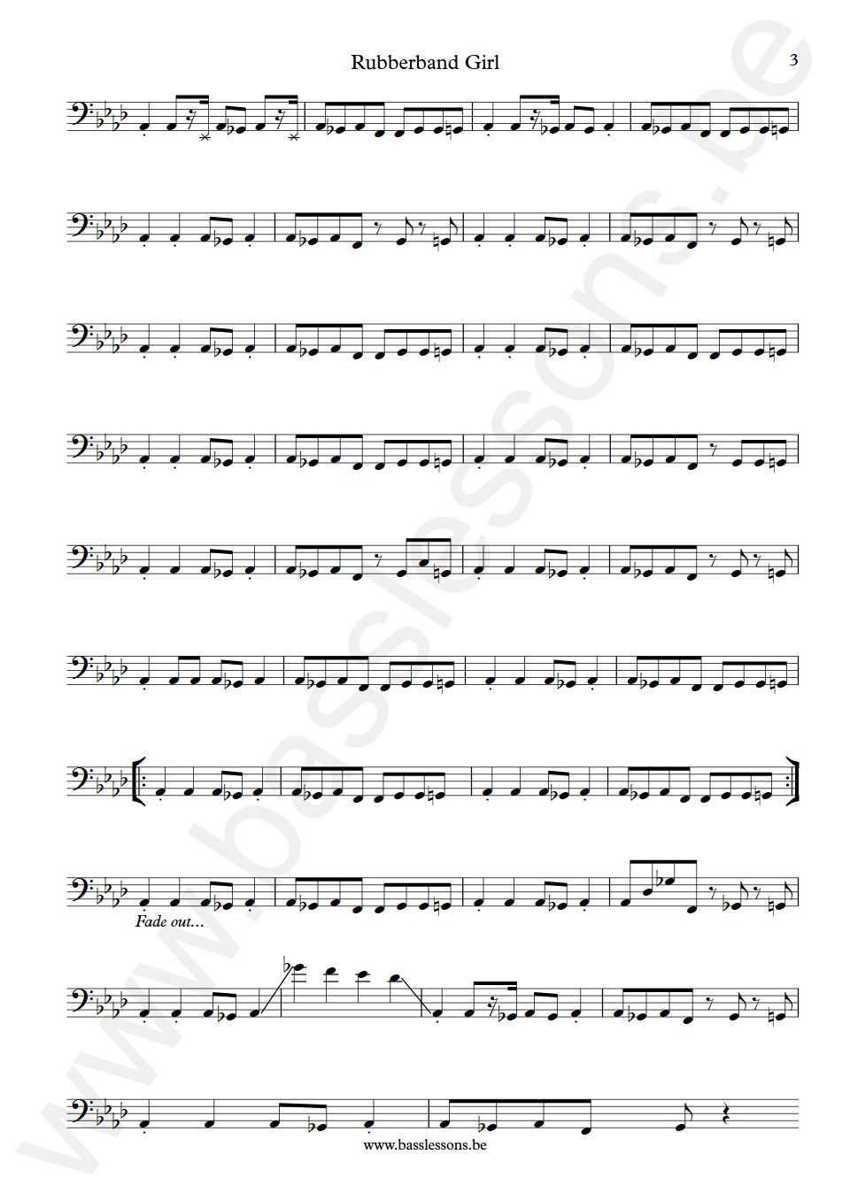 Kate Bush Rubberband Girl John Giblin Bass Transcription part 3