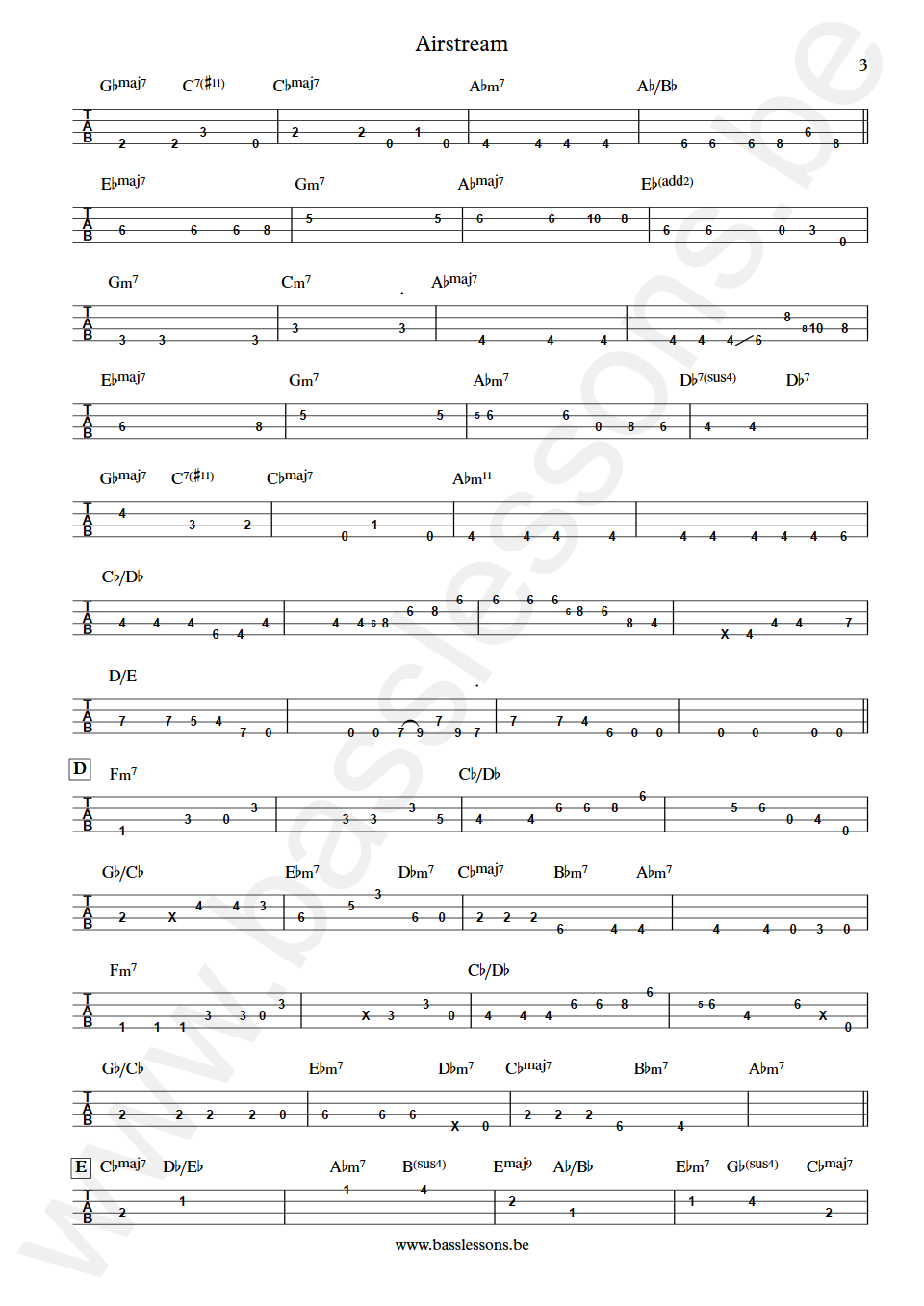 Pat Metheny Airstream Mark Egan Bass Tabs part 3