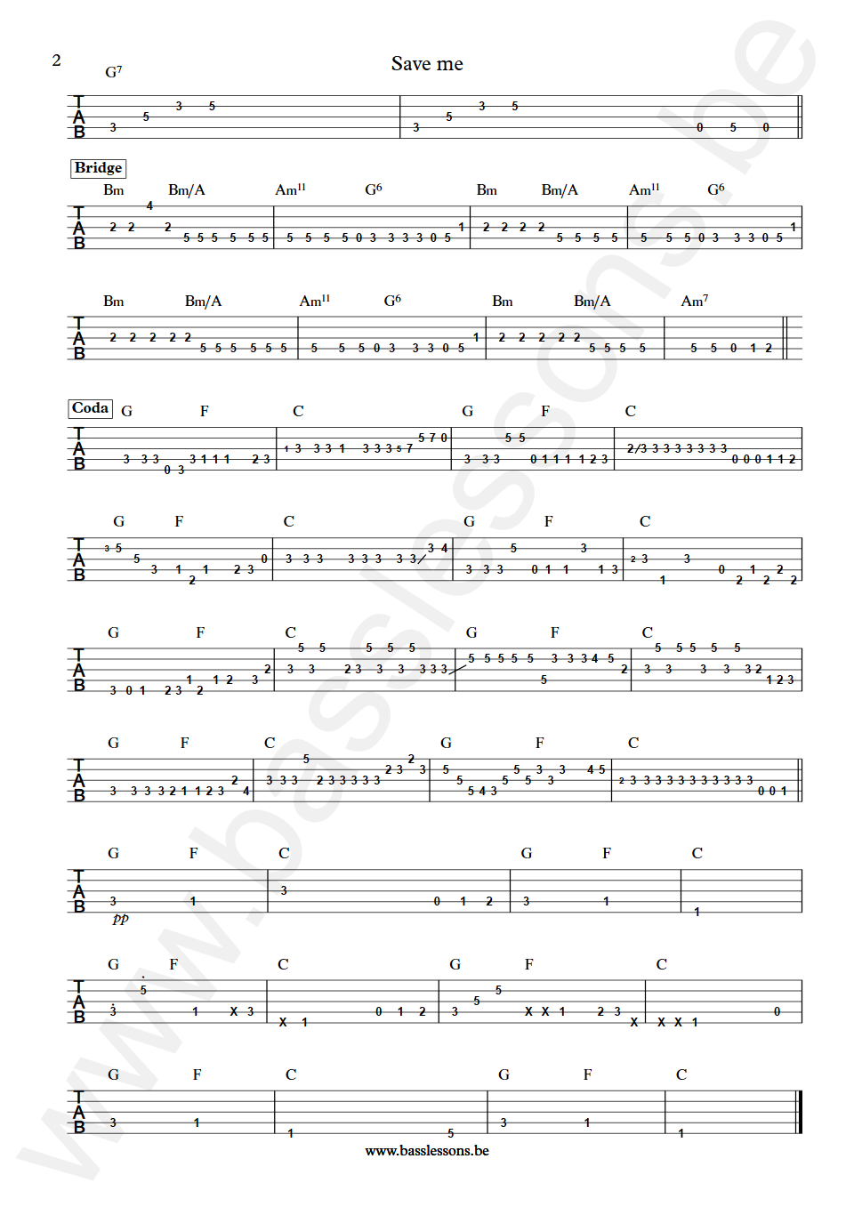 Dave Matthews Save Me Tony Hall Bass Tabs part 2
