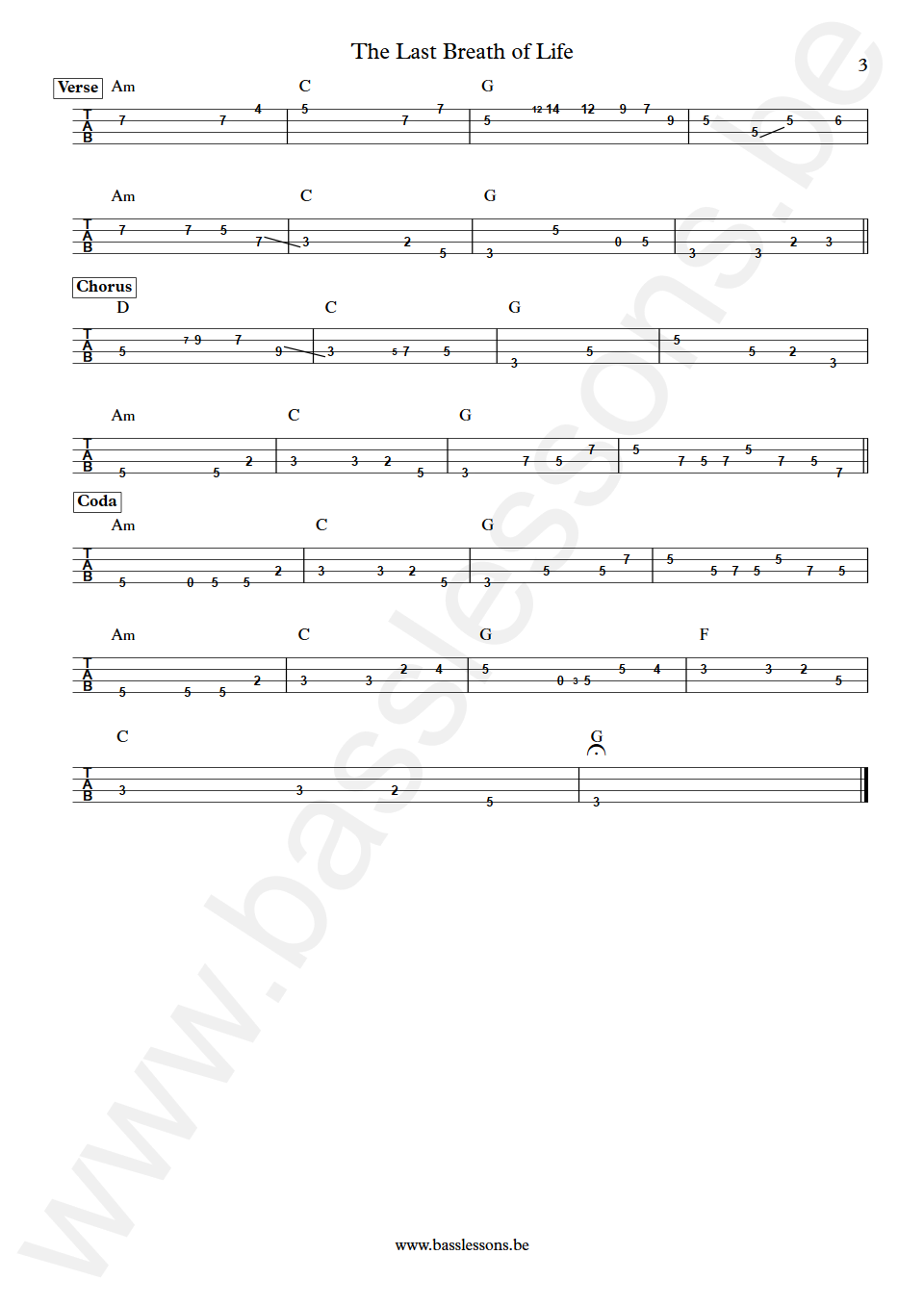 Joe Wilkinson The Last Breath of Life Leland Sklar Bass Tab part 3