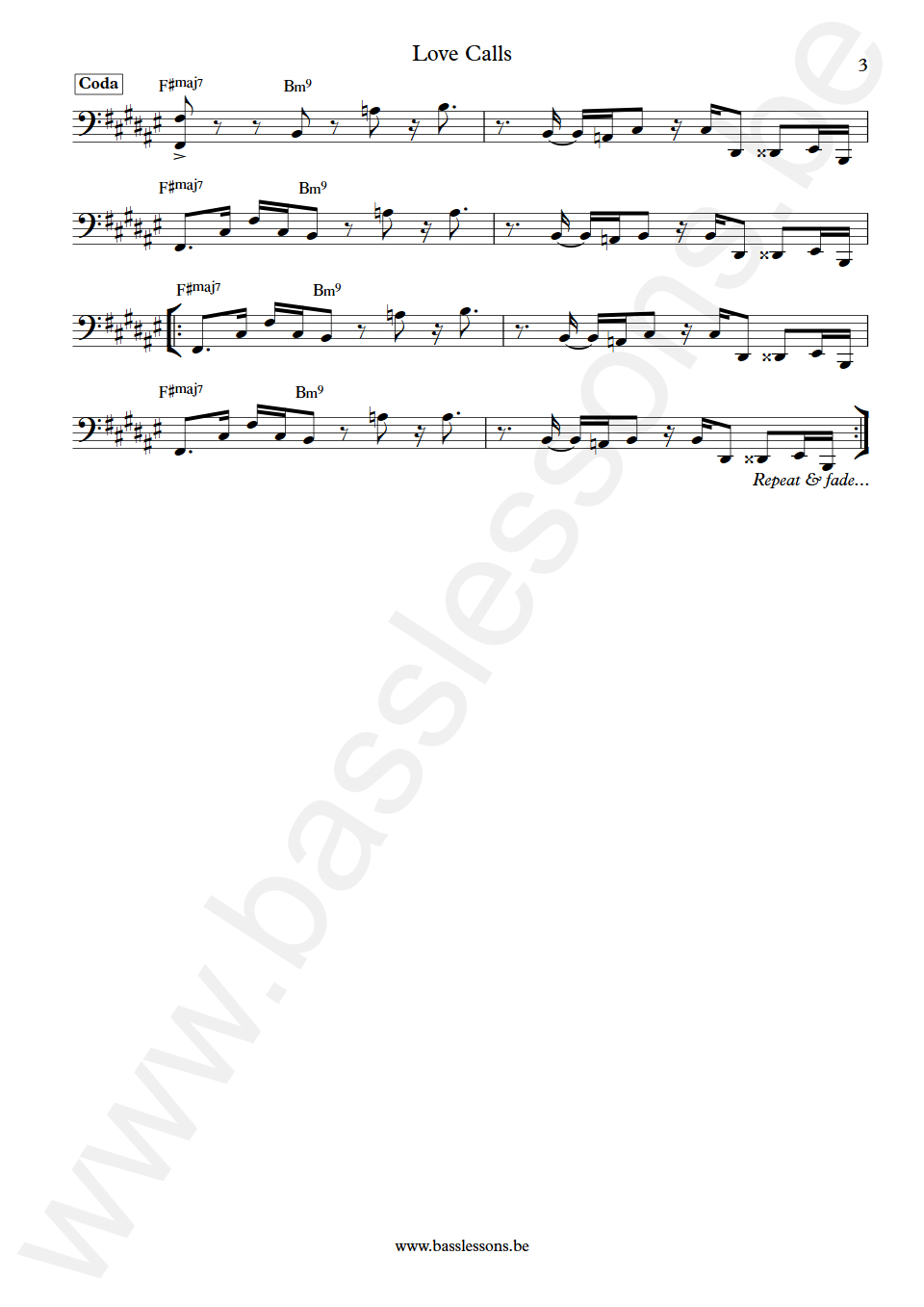 Kem Love Calls Fred Rodriguez Robinson Bass Transcription part 3