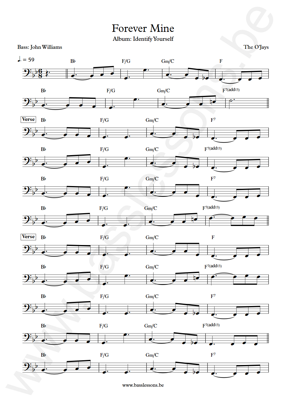 The O'Jays Forever Mine John Williams Bass Transcription