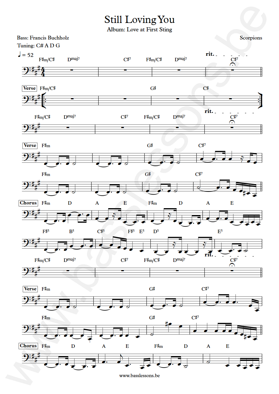 Scorpions Still Loving You Francis Buchholz Bass Transcription
