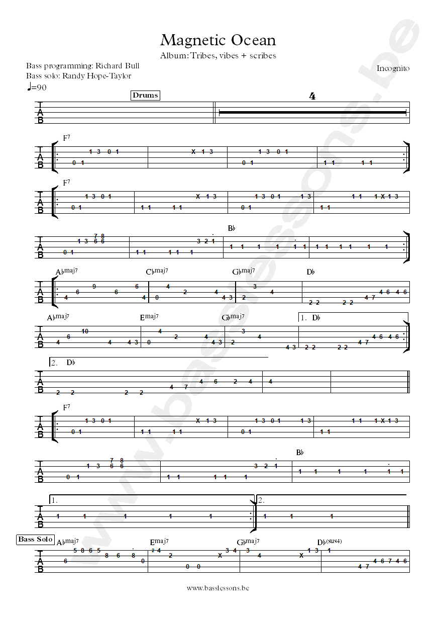 Incognito magnetic ocean bass tab