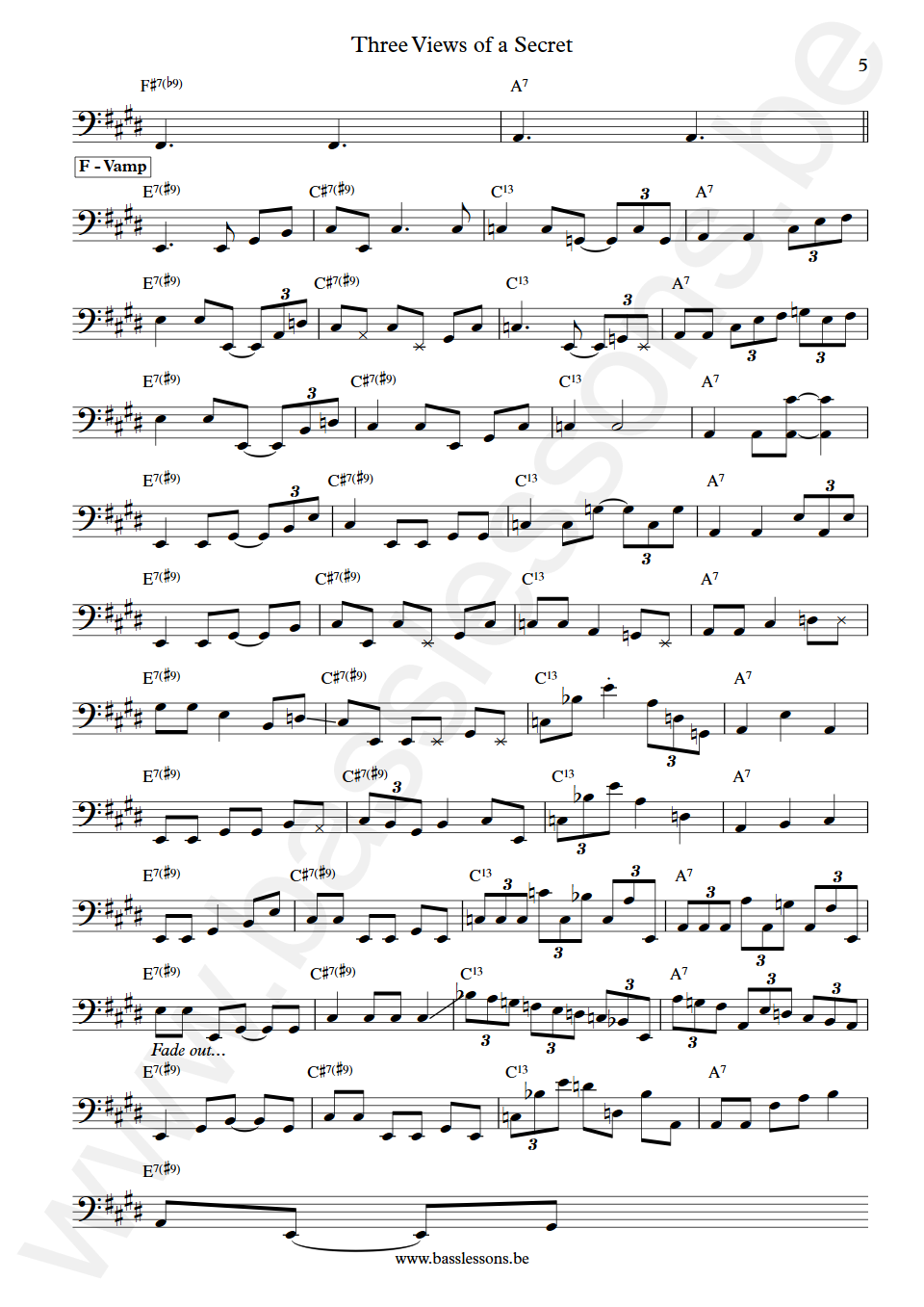 Bob Mintzer Three Views of a Secret Jeff Andrews Bass Transcription part 5