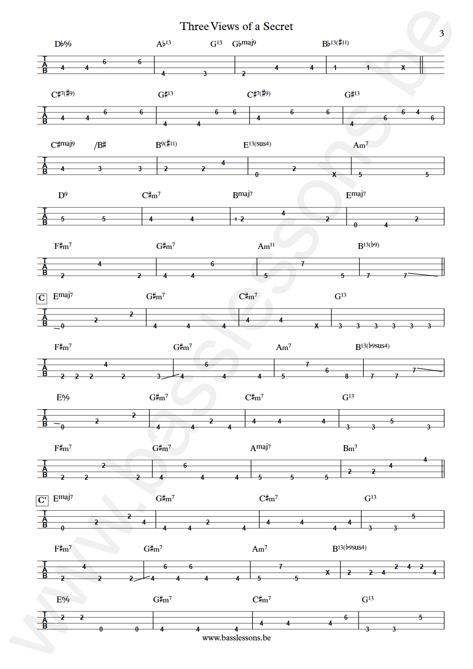 Bob Mintzer Three Views of a Secret Jeff Andrews Bass Tabs part 3