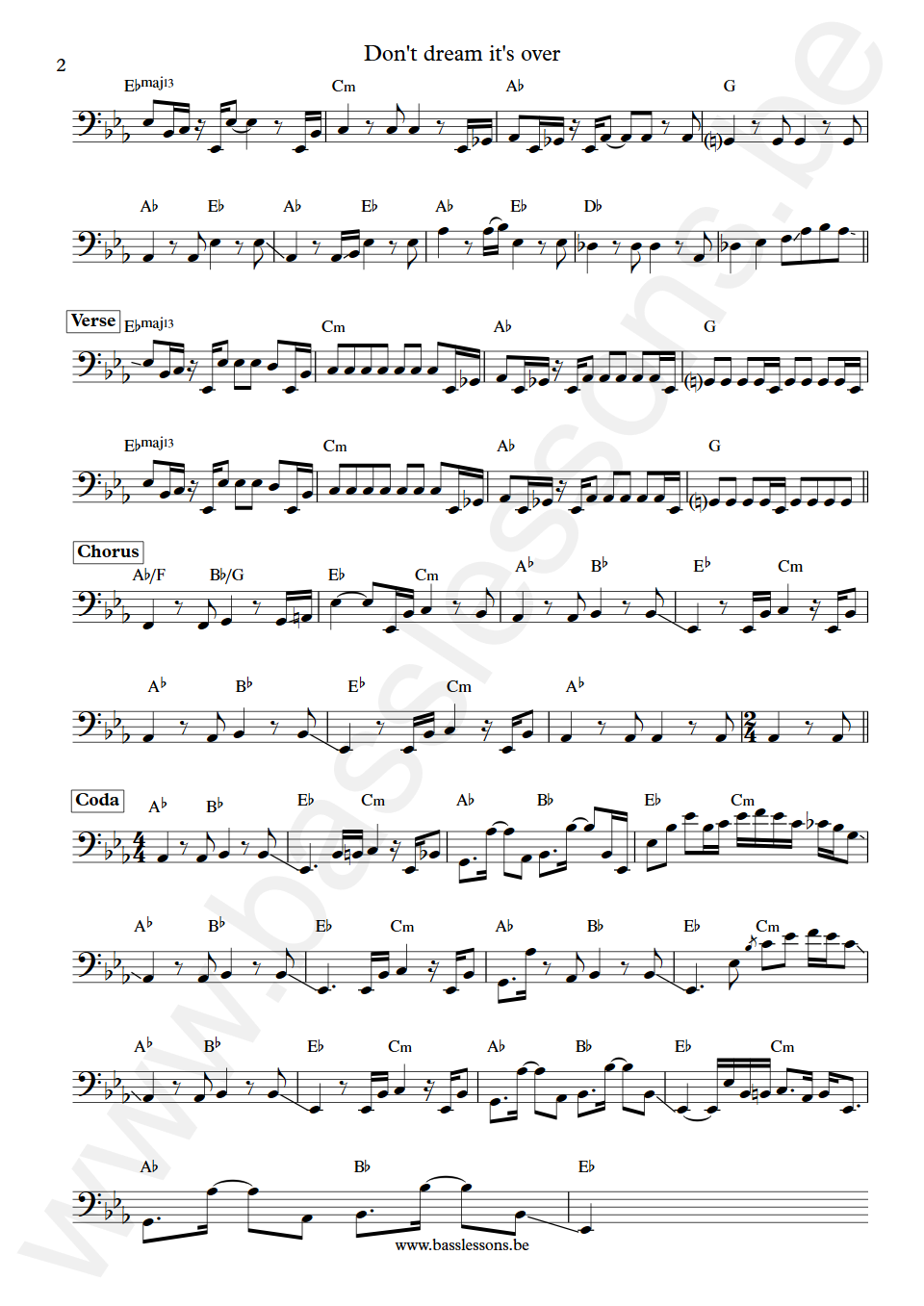 Crowded House Don't dream its over Nick Seymour Bass Transcription part 2