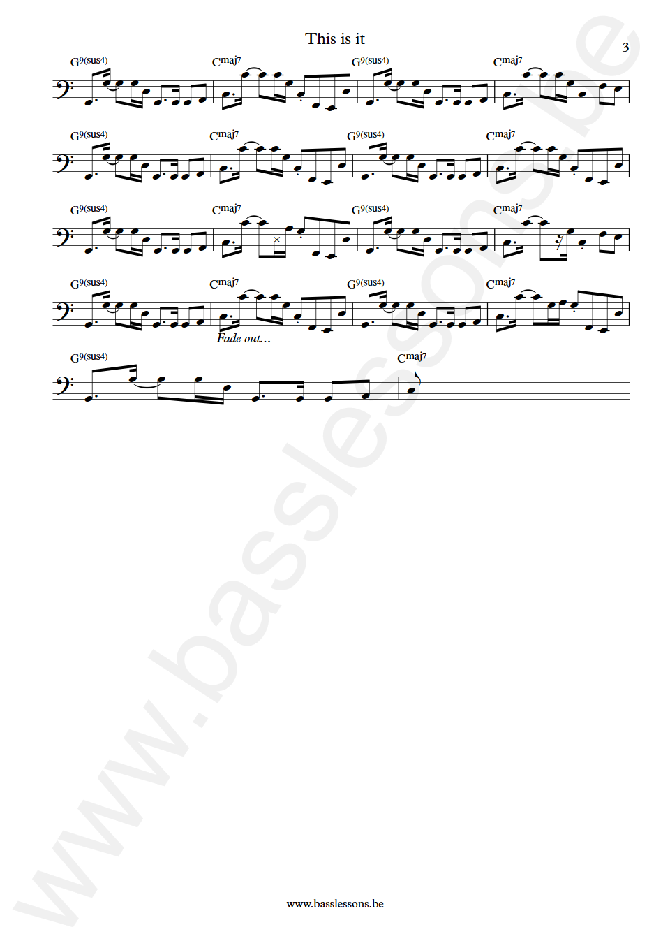 Kenny Loggins This is it George Hawkins Bass Transcription part 3