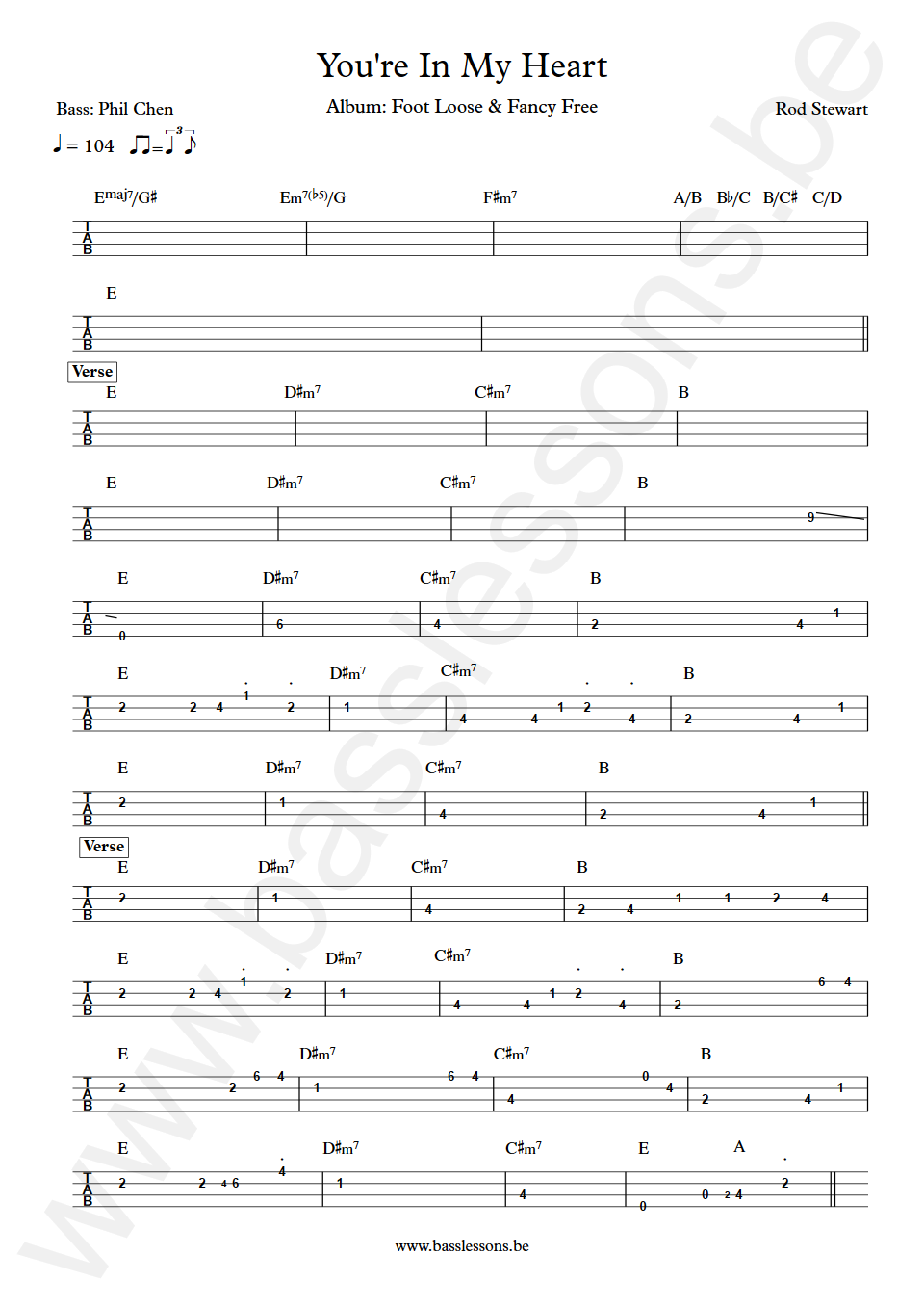 Rod Stewart Youre In My Heart Phil Chen Bass Tabs