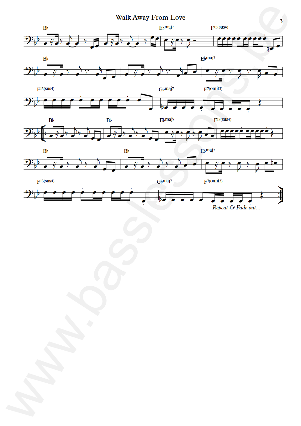 David Ruffin Walk Away From Love Gordon Edwards Bass Transcription part 3