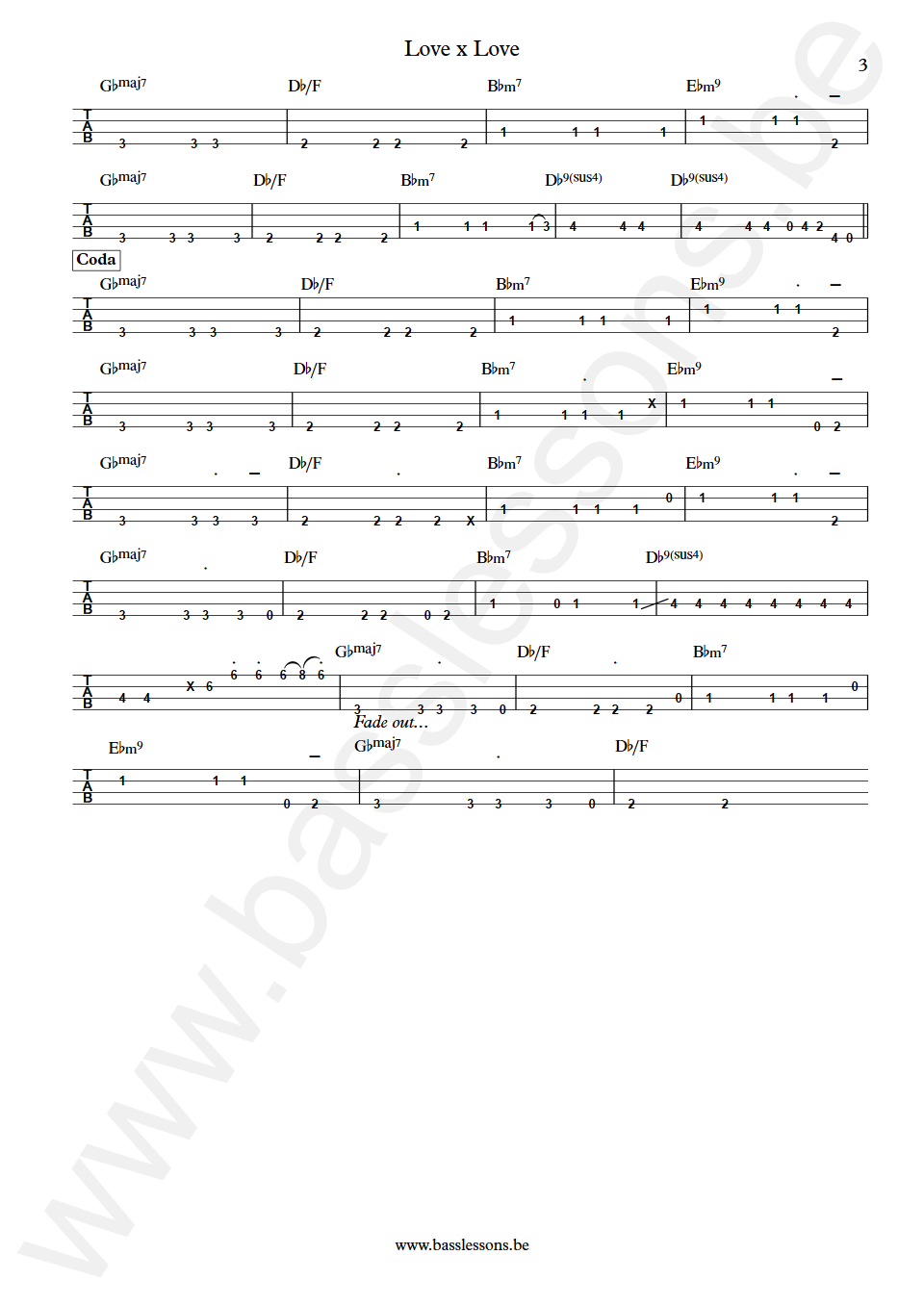 George Benson Love x Love Abraham Laboriel  Bass Tab part 3