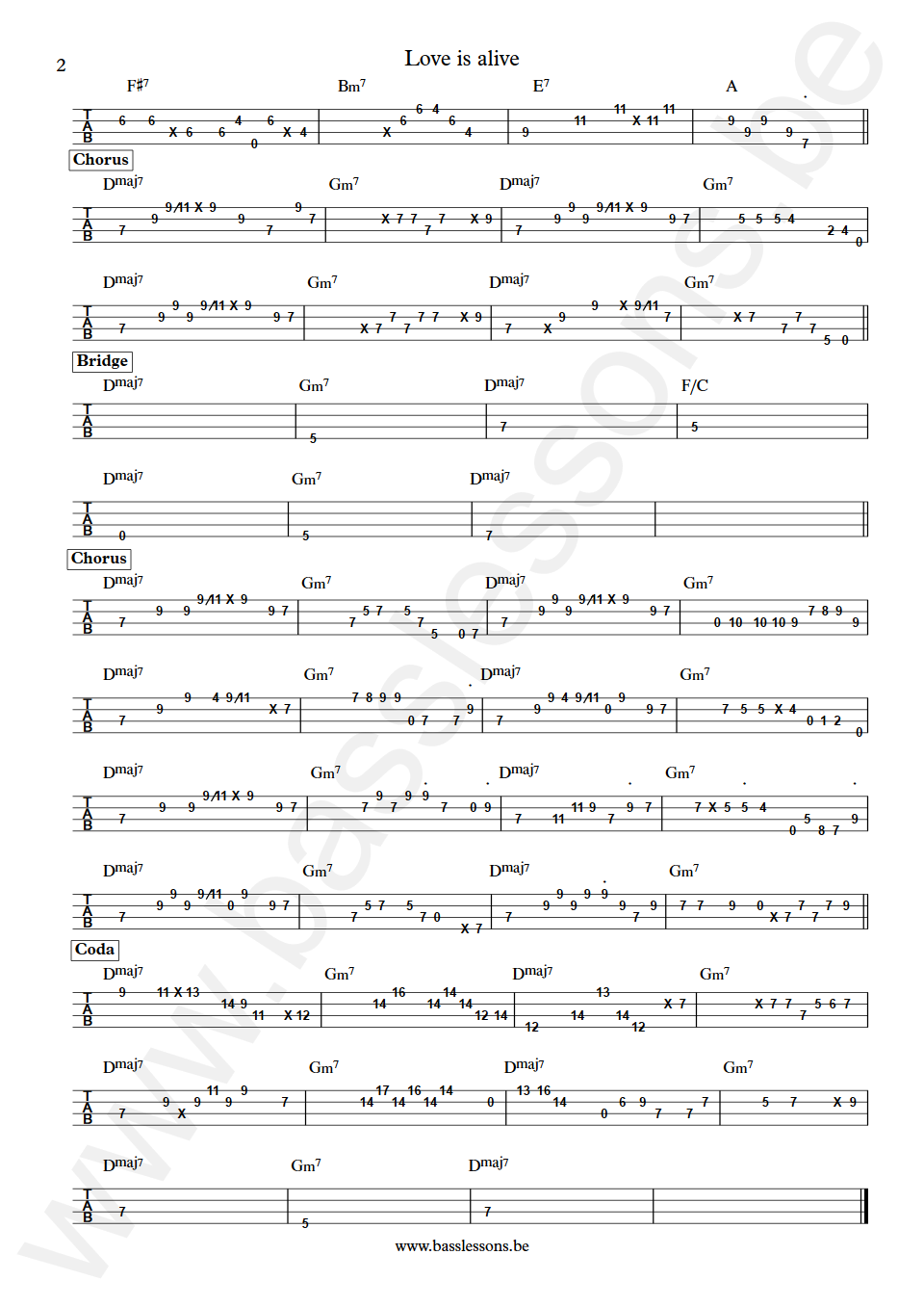 Alain Clark Love is alive Pino Palladino Bass Tabs part 2