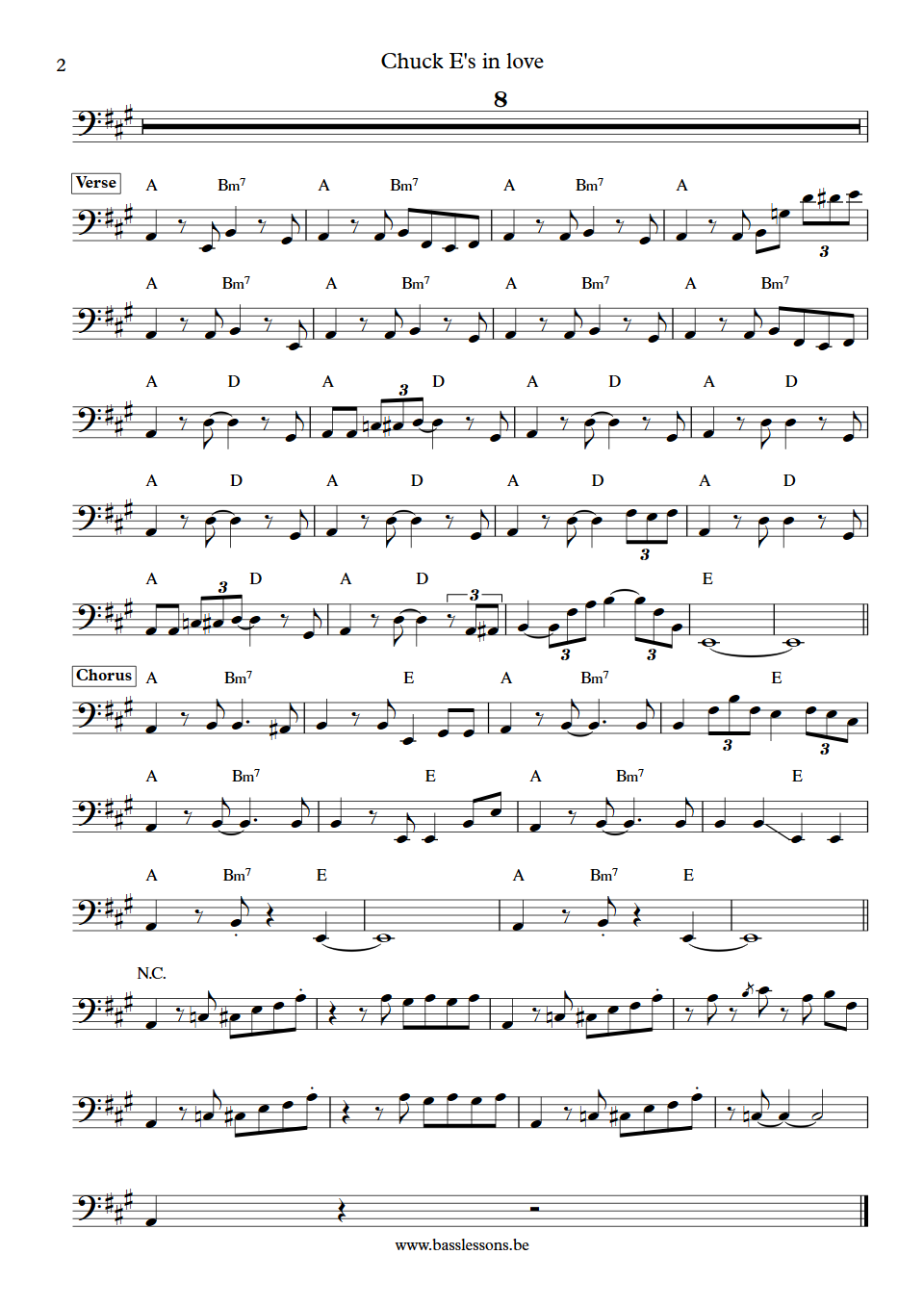 Rickie Lee Jones Chuck Es in love Willie Weeks Bass Transcription part 2