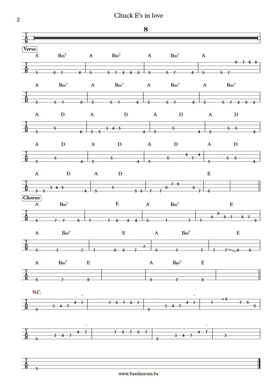 Rickie Lee Jones Chuck Es in love Willie Weeks Bass Tabs part 2