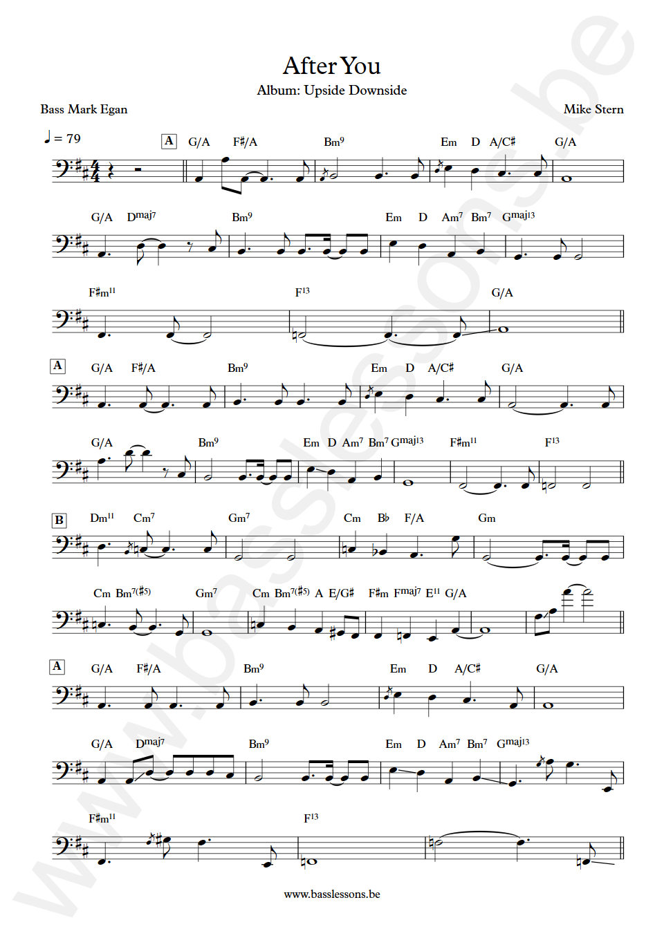 Mike Stern After You Mark Egan Bass Transcription
