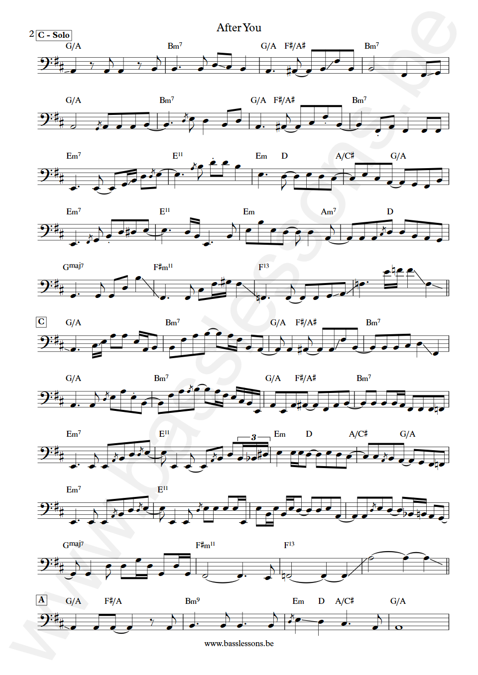 Mike Stern After You Mark Egan Bass Transcription part 2