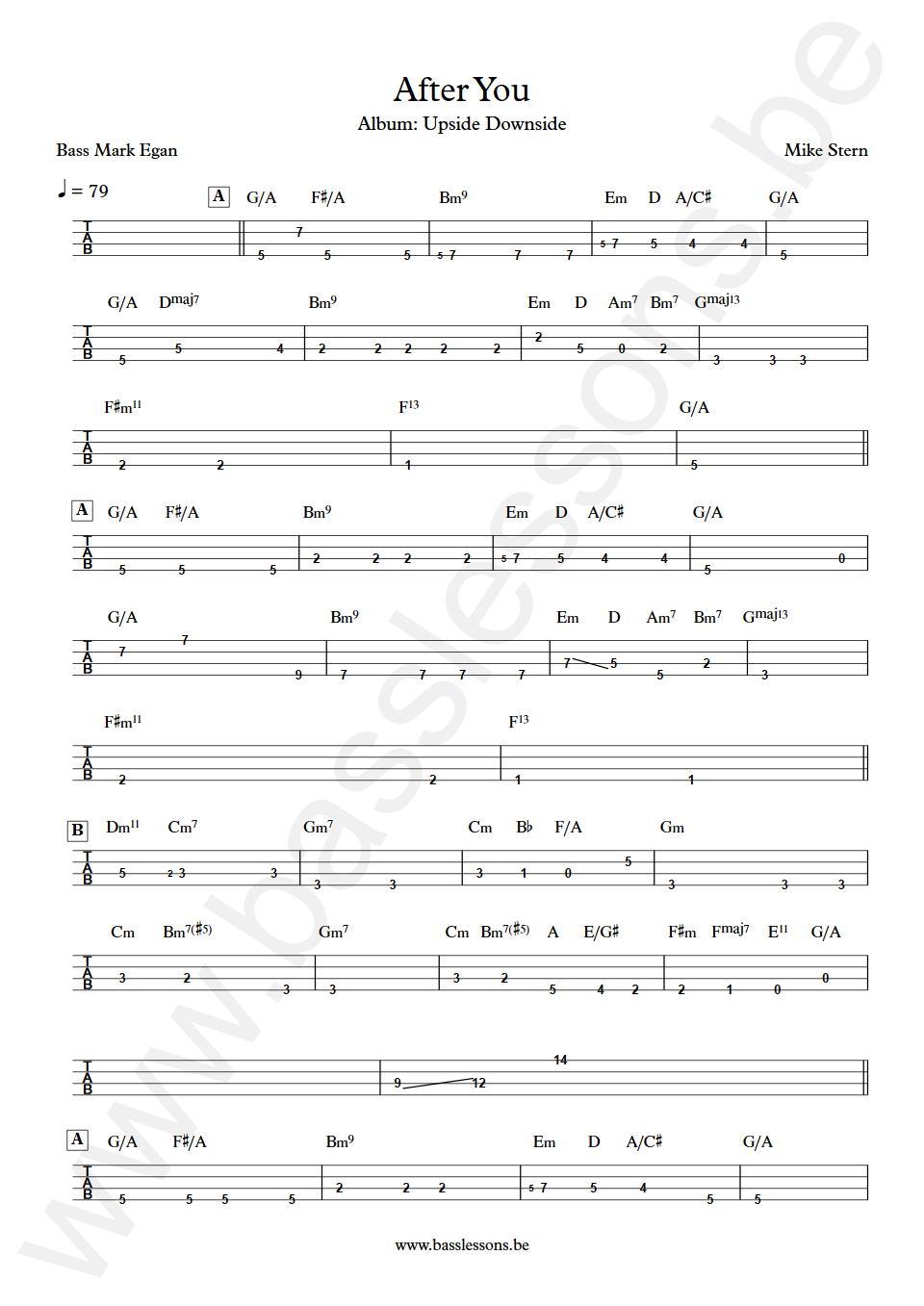 Mike Stern After You Mark Egan Bass Tabs